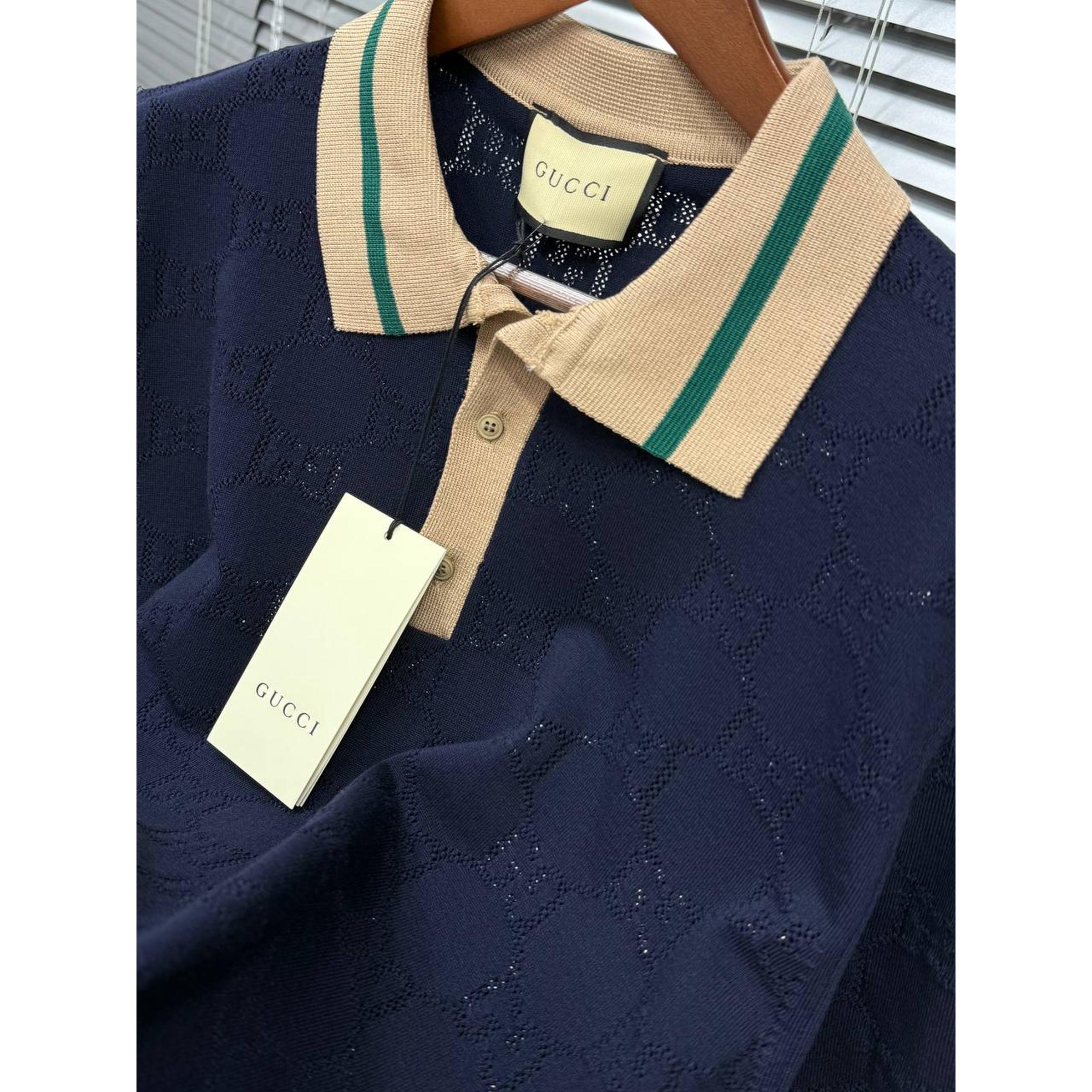 Blue Monogram Luxury Polo T-Shirt