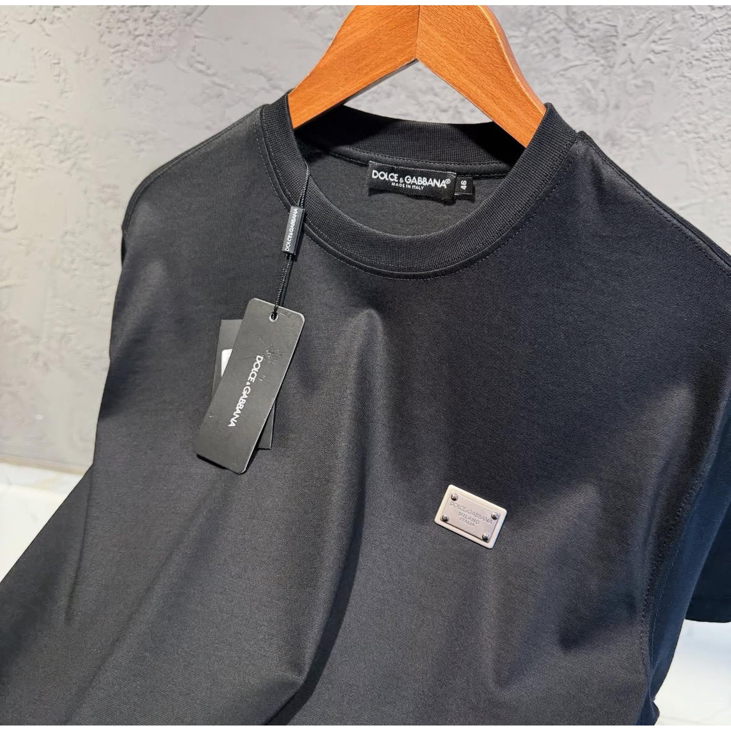 Black Oversized T-Shirt with Metal Emblem