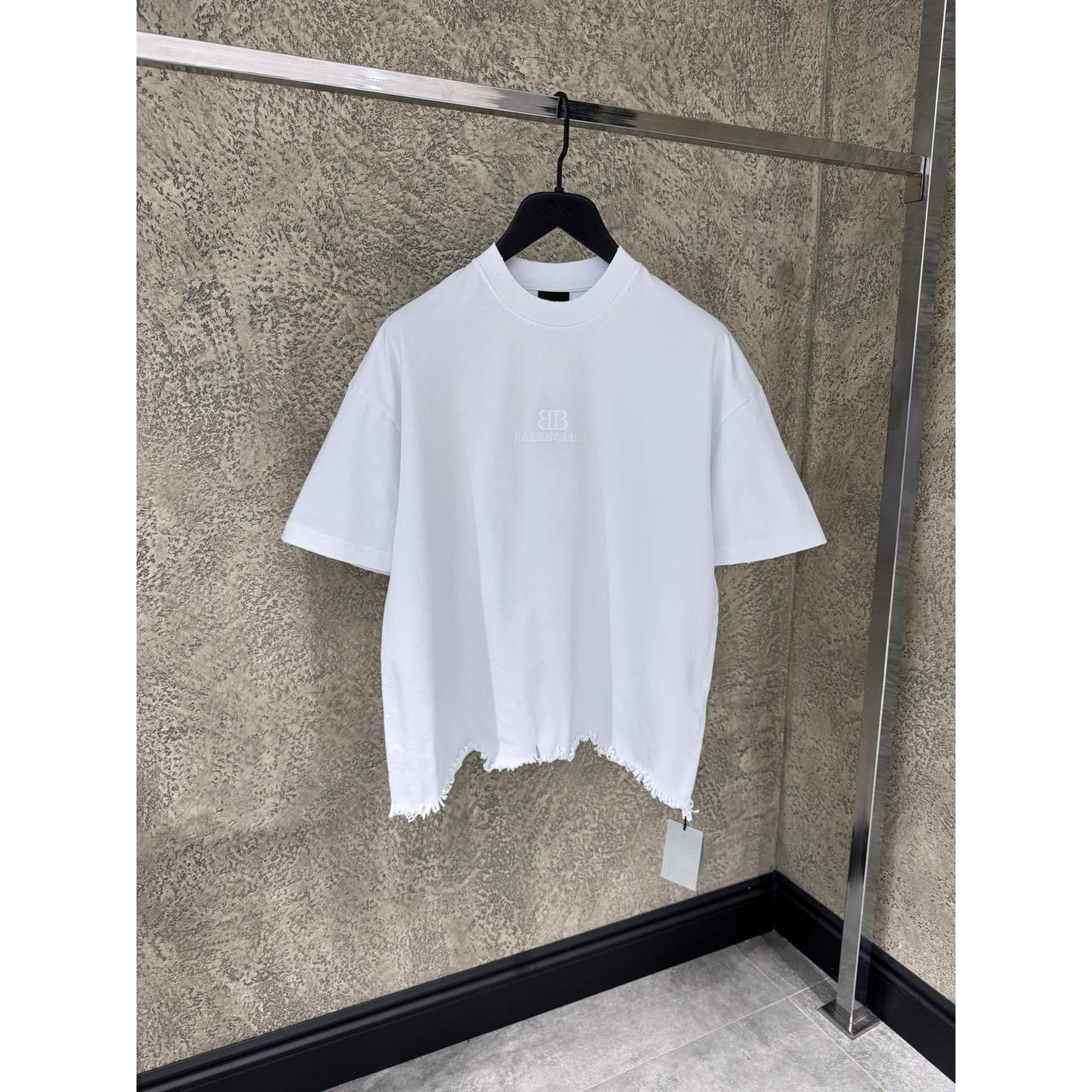White Cotton Ripped Oversized T-shirt
