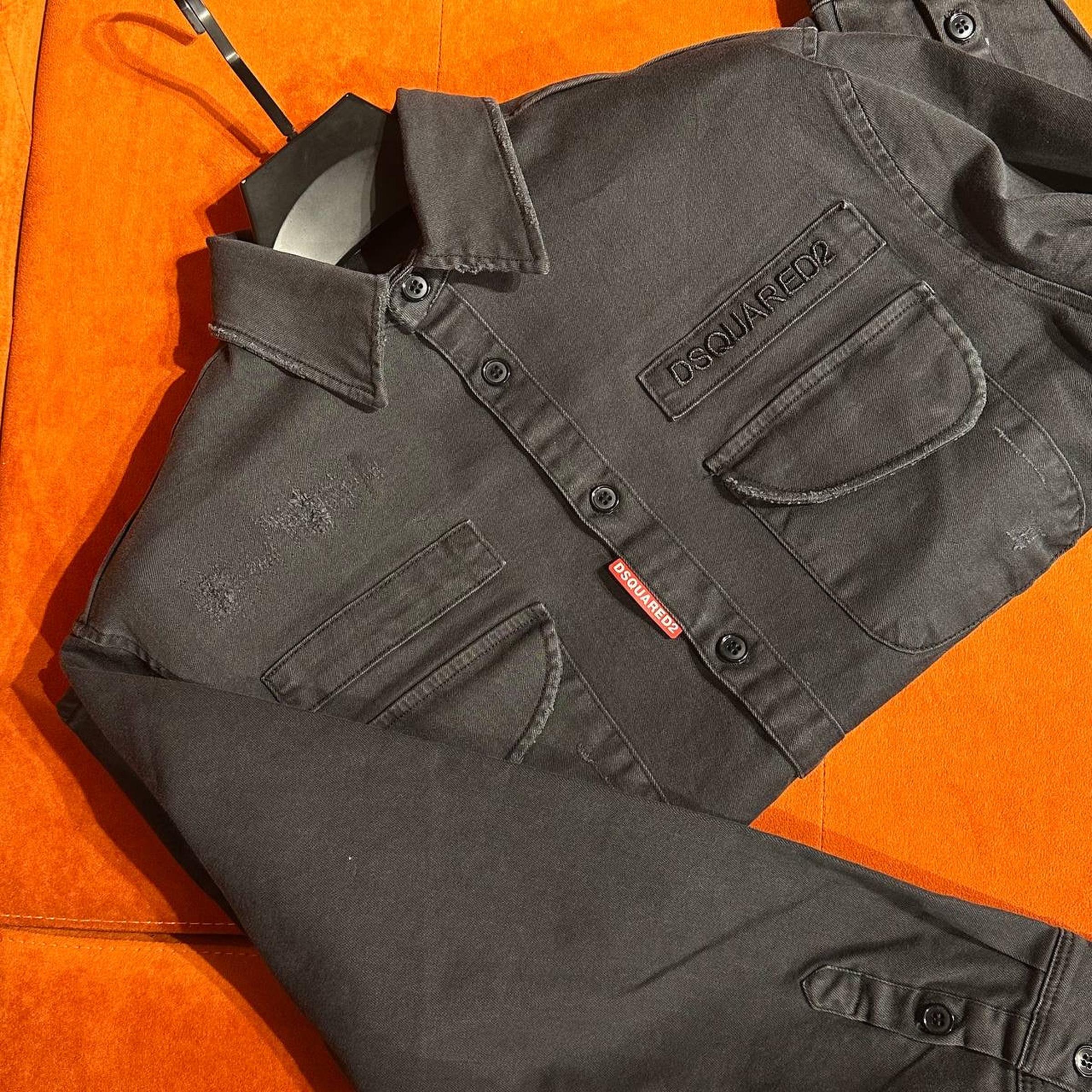 Černá džínová košilová bunda