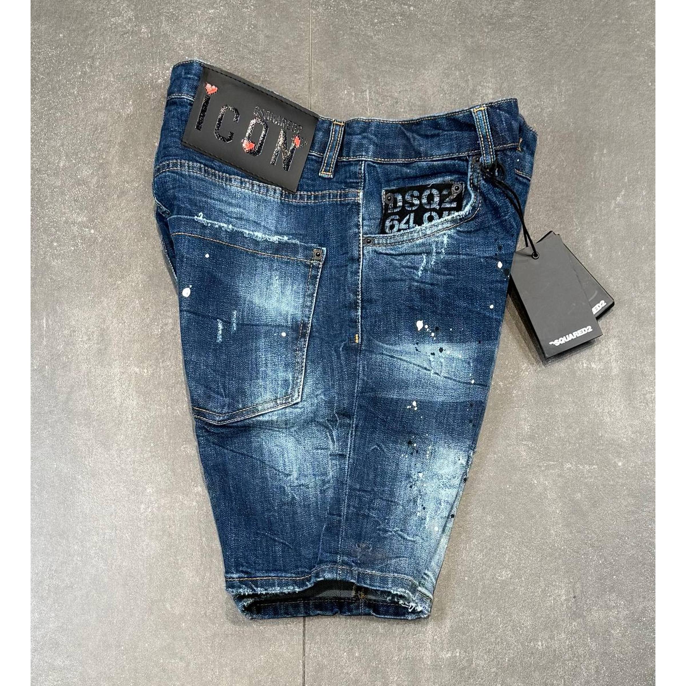 Blue Sprayed Jeans with Black Logos