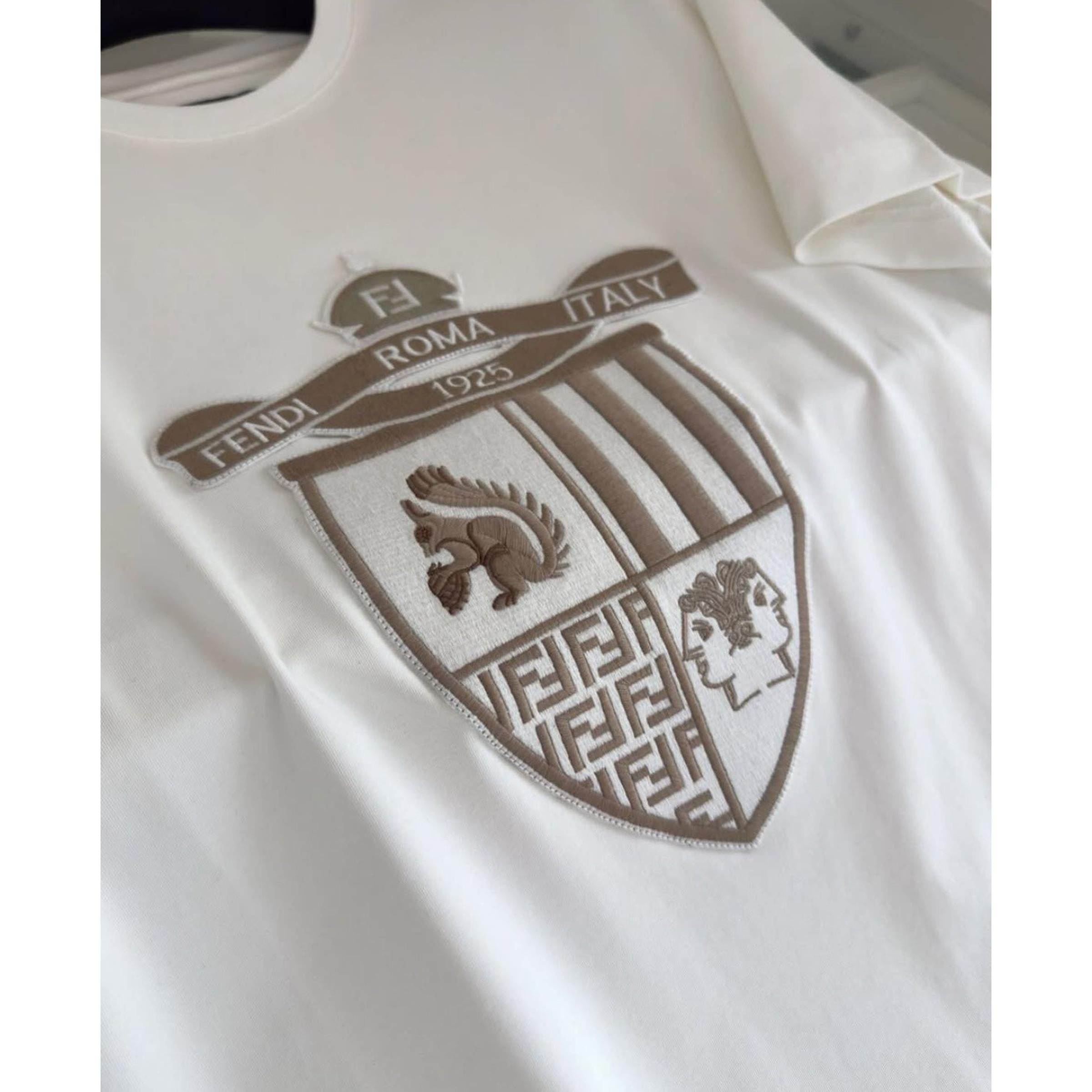 White Cotton T-shirt with Embroidered Logo