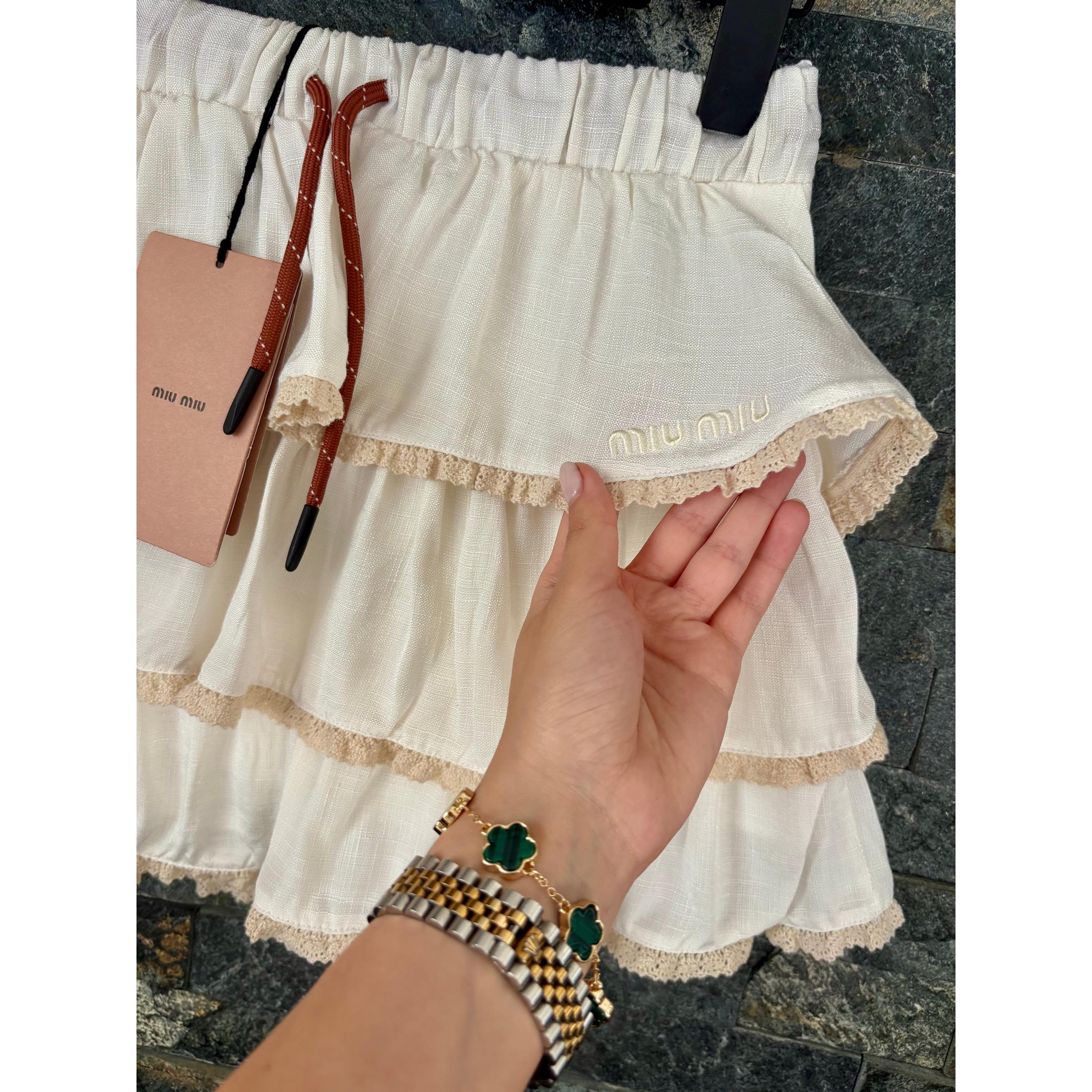 Ecru Women Linen Skirt