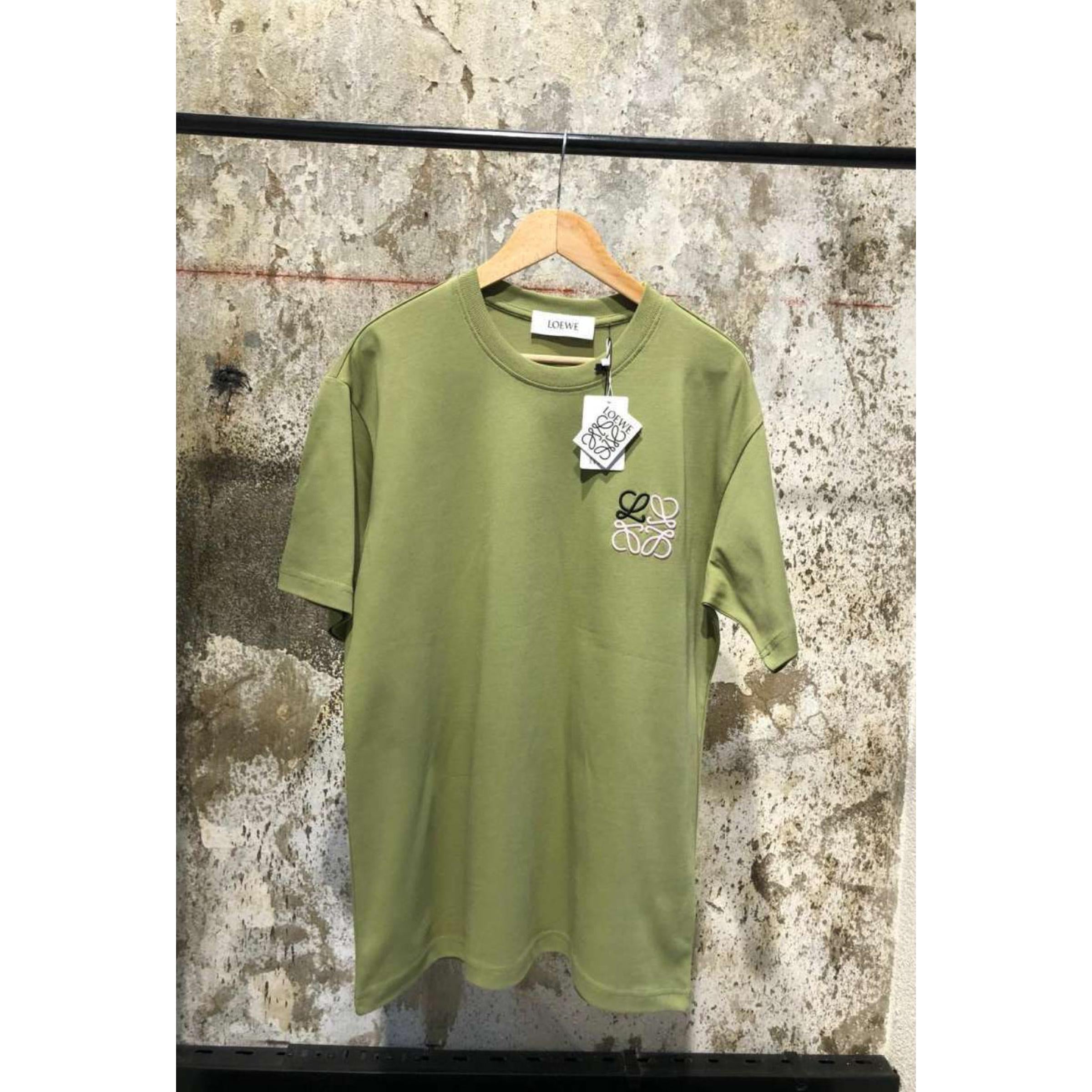 Green Cotton T-shirt with Embroidered Logo
