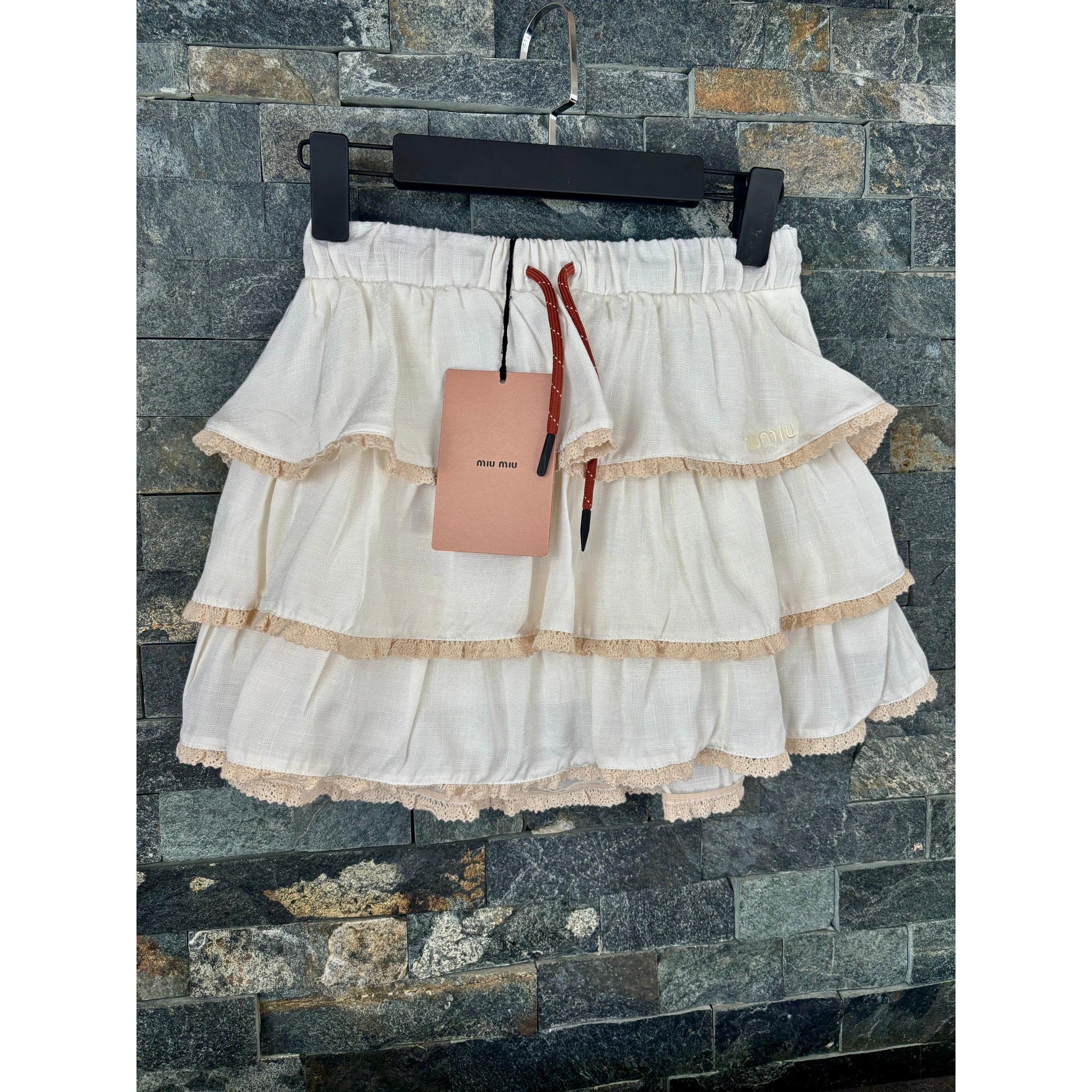Ecru Women Linen Skirt