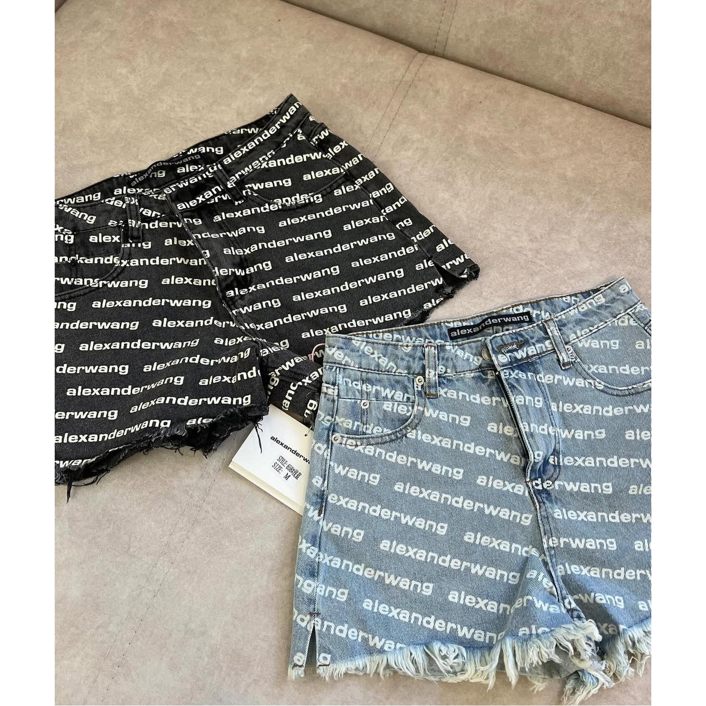 Light Blue Denim Monogram Women Shorts