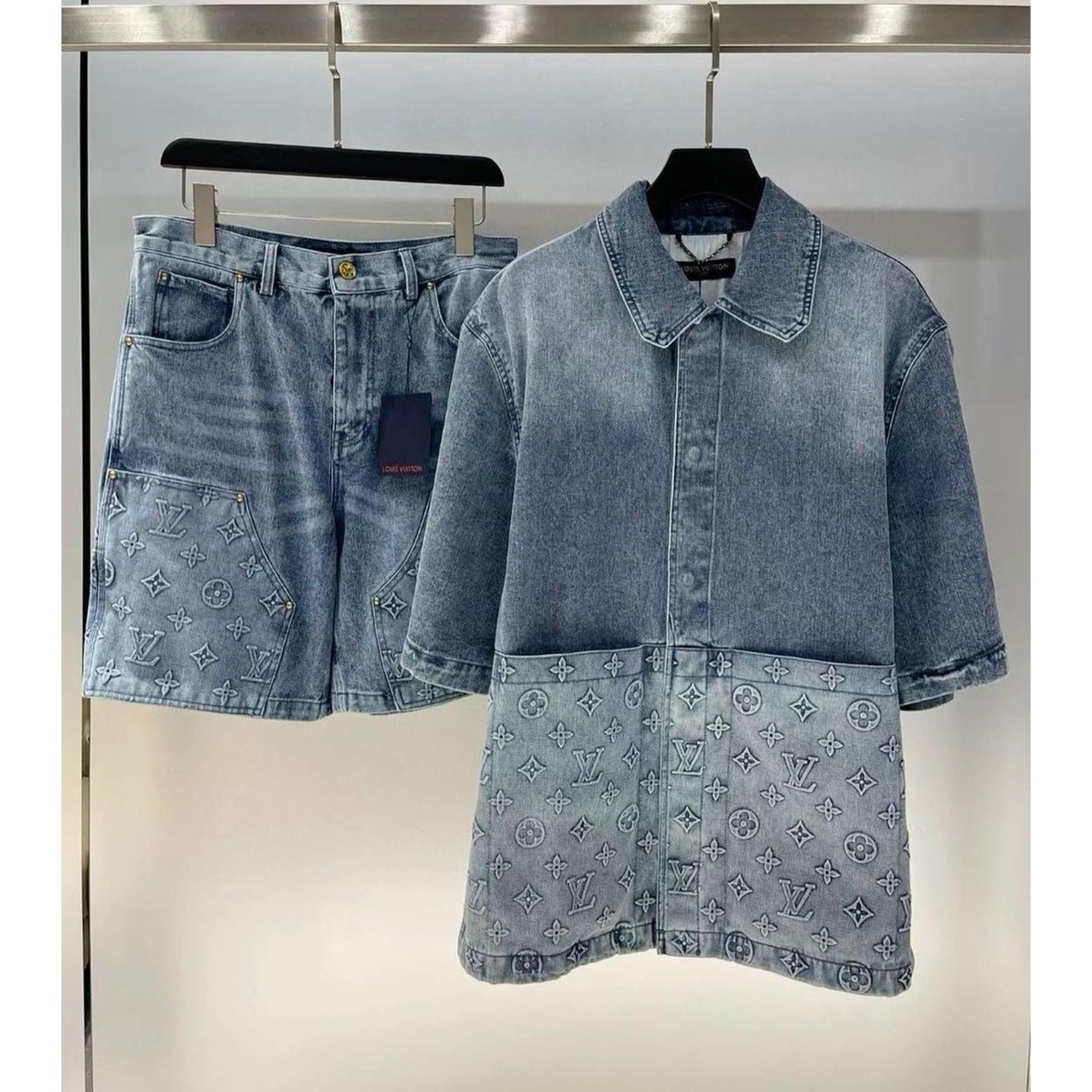 Premium Denim Monogram Summer 2 piece Set