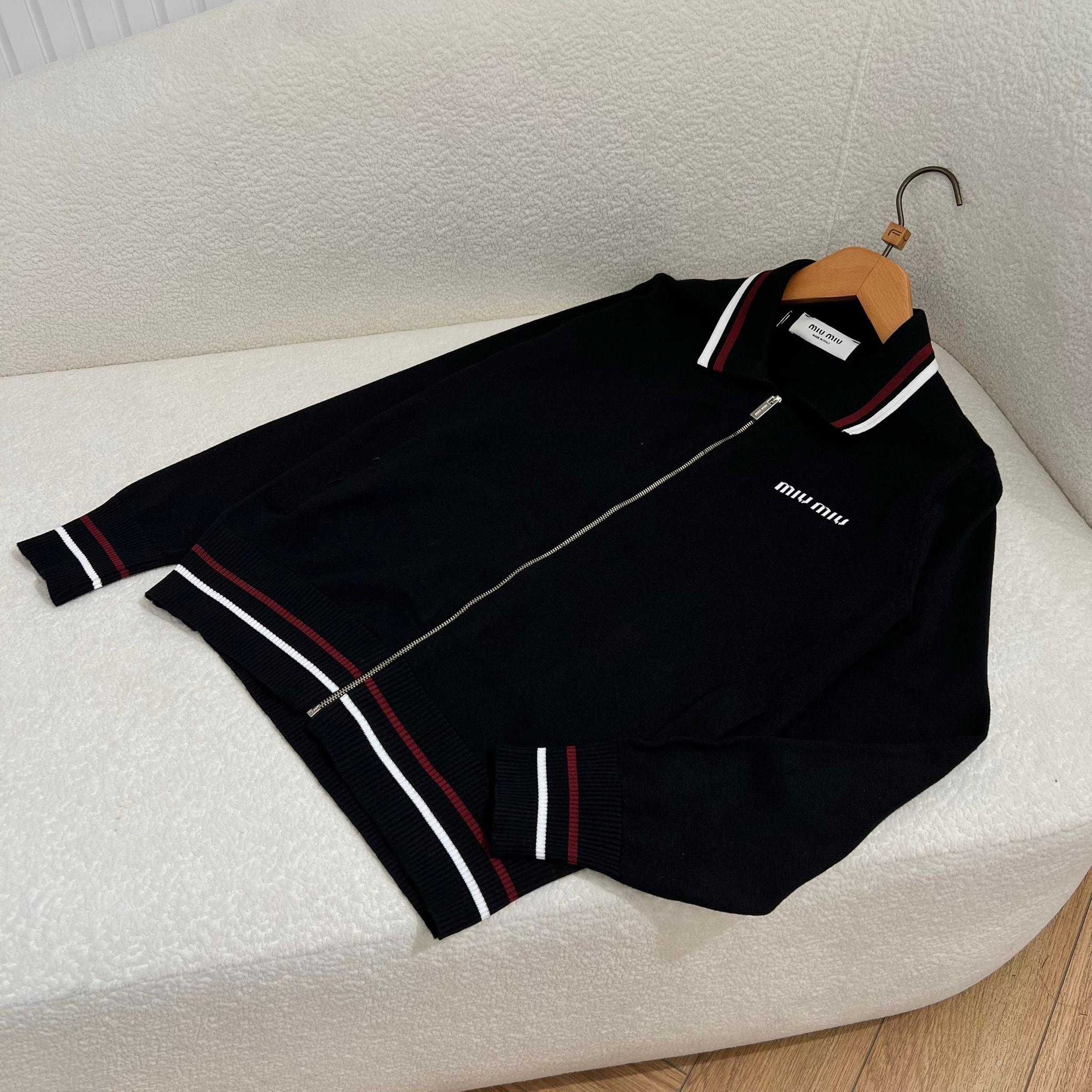 Black Women Knitted Zipper Set in 2 Pieces