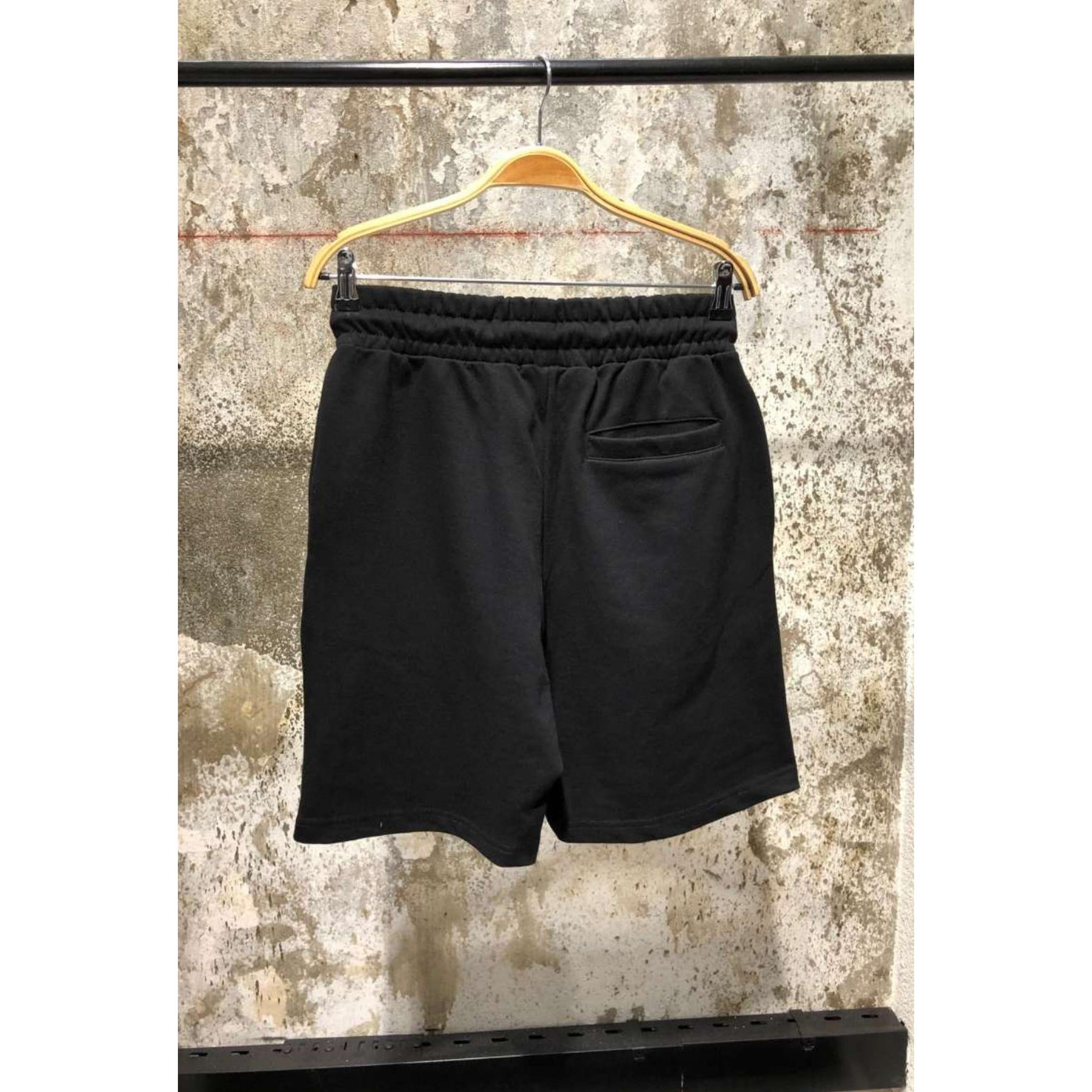 Black Cotton Shorts with Metal Logo