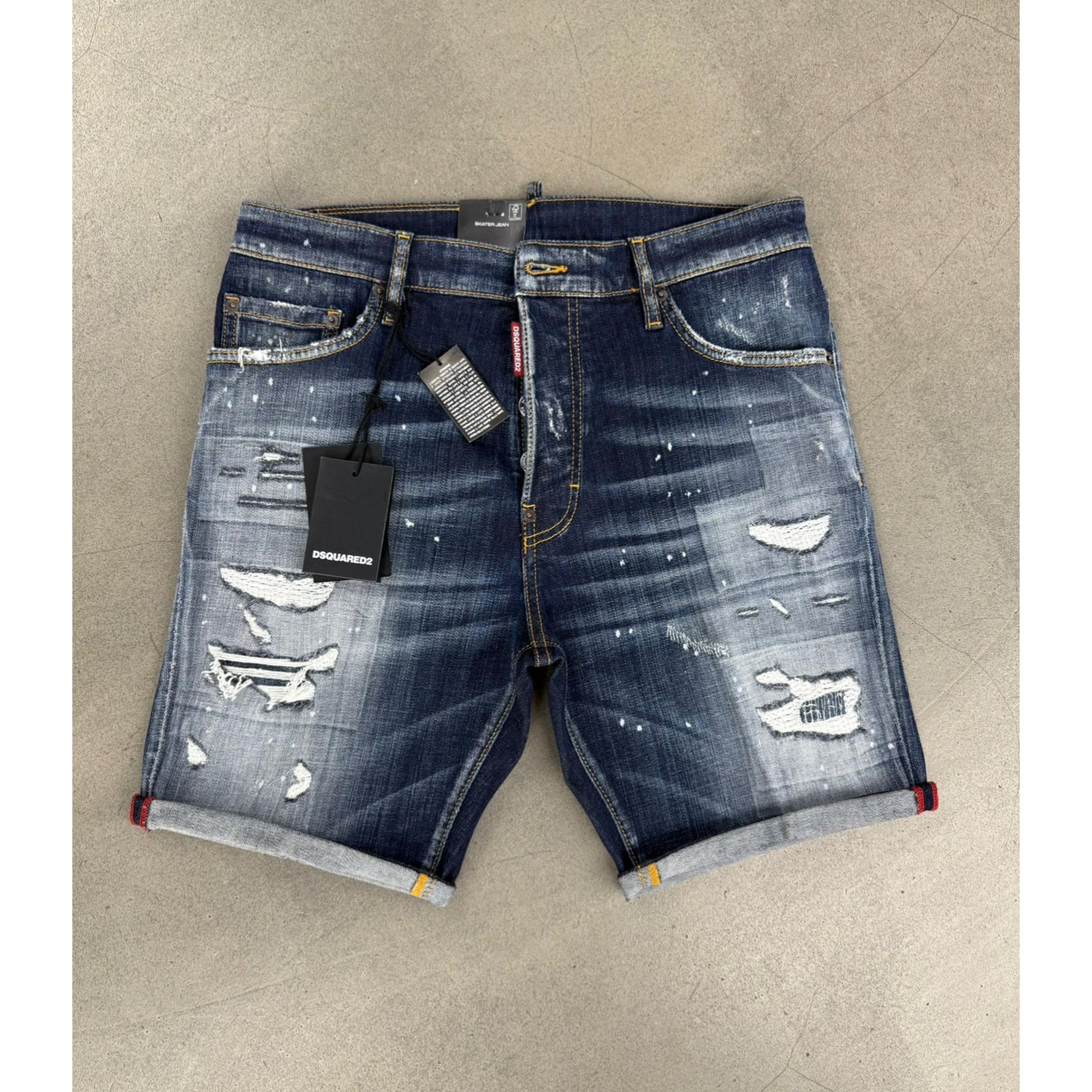 Tmavě modré roztrhané džínové kraťasy