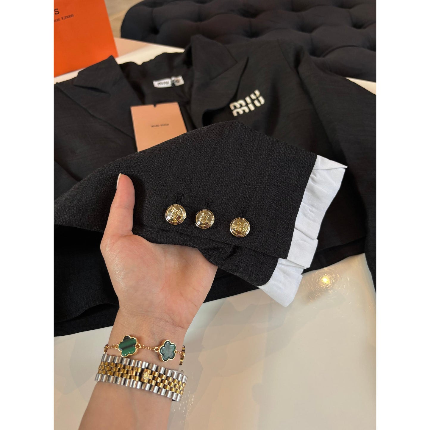 Black Premium Women Linen Blazer