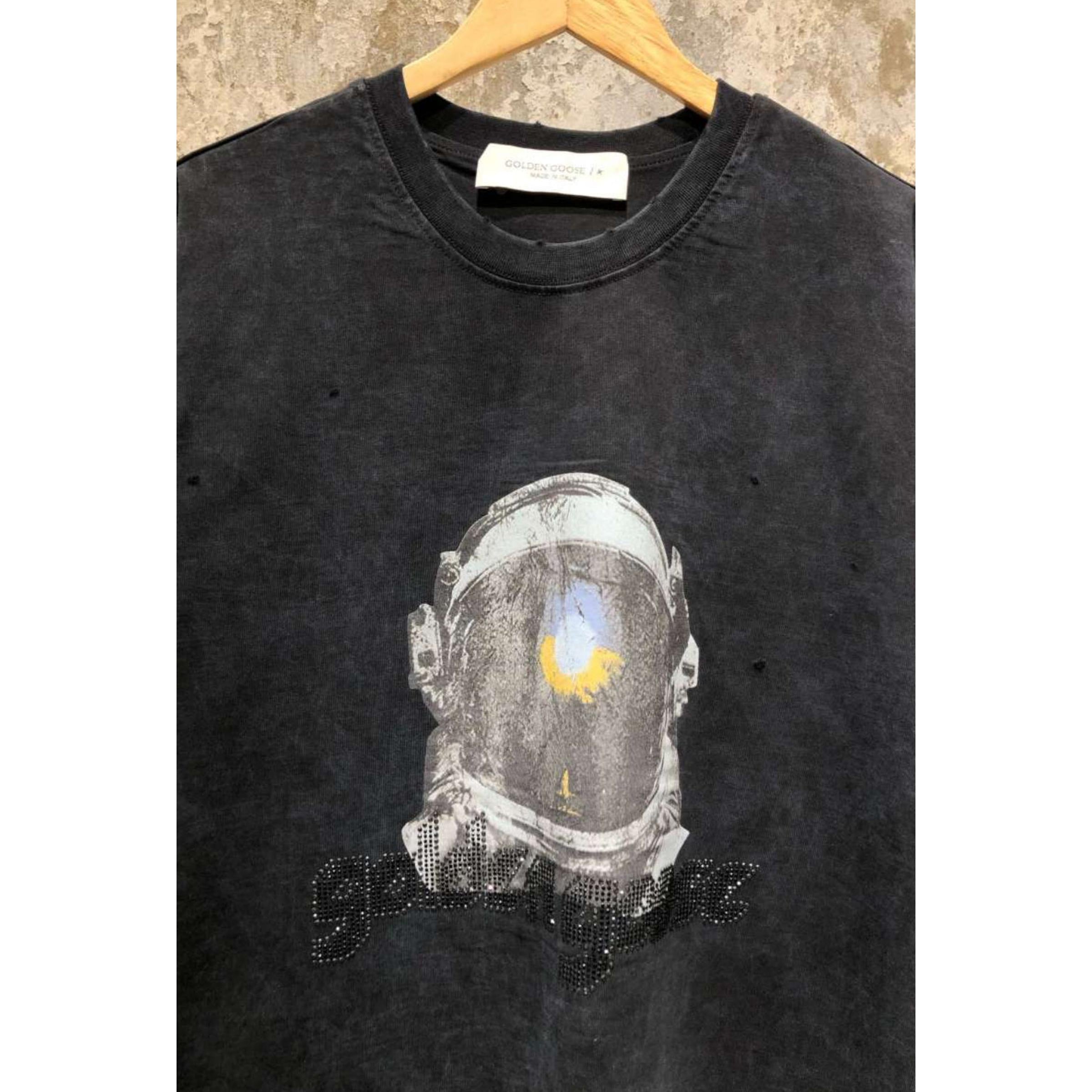 Tamnosiva zlatna G majica predimenzioniranih kratkih rukava