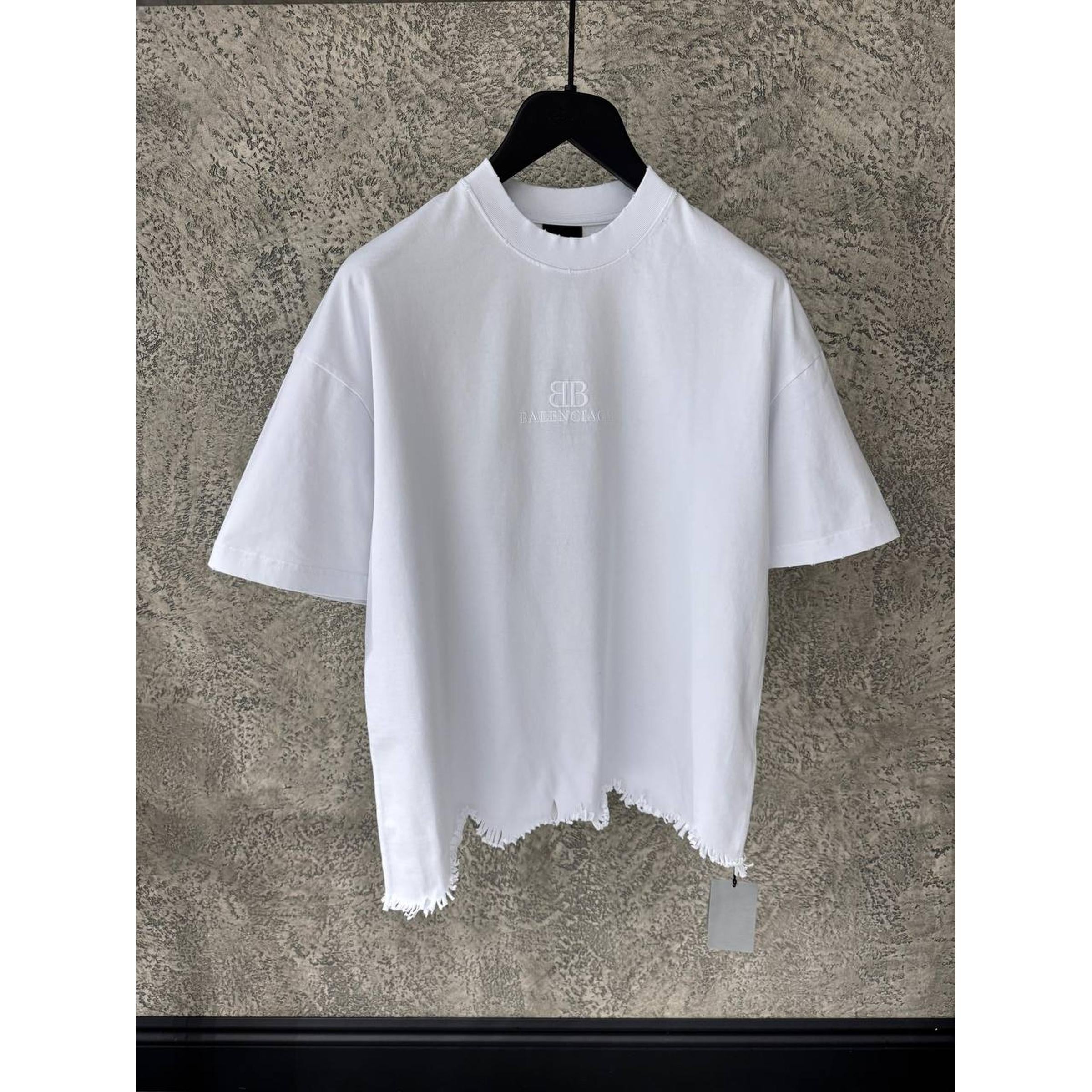 White Cotton Ripped Oversized T-shirt