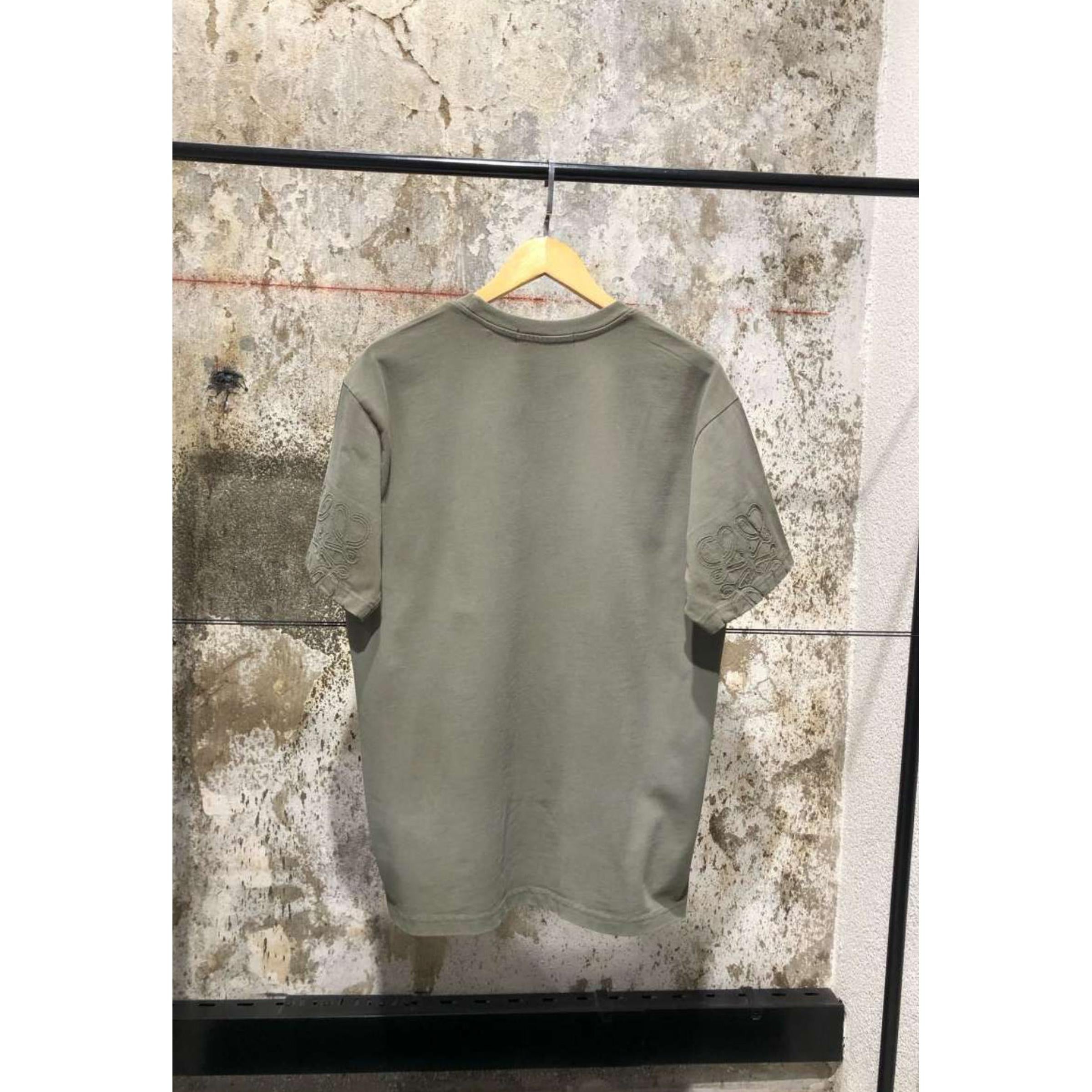 Green Cotton T-shirt with Sleeves Logos