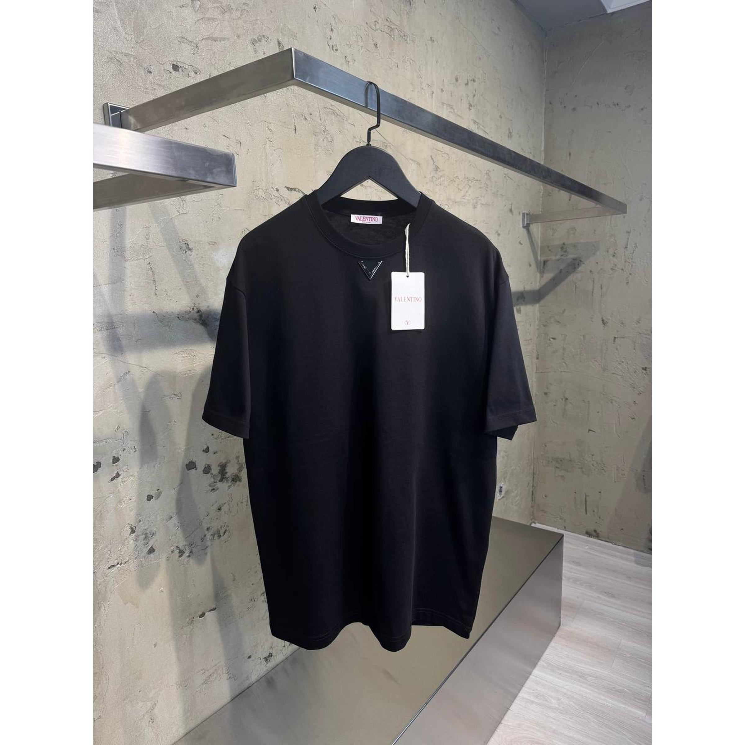 Black Oversized T-Shirt with Metal Logo