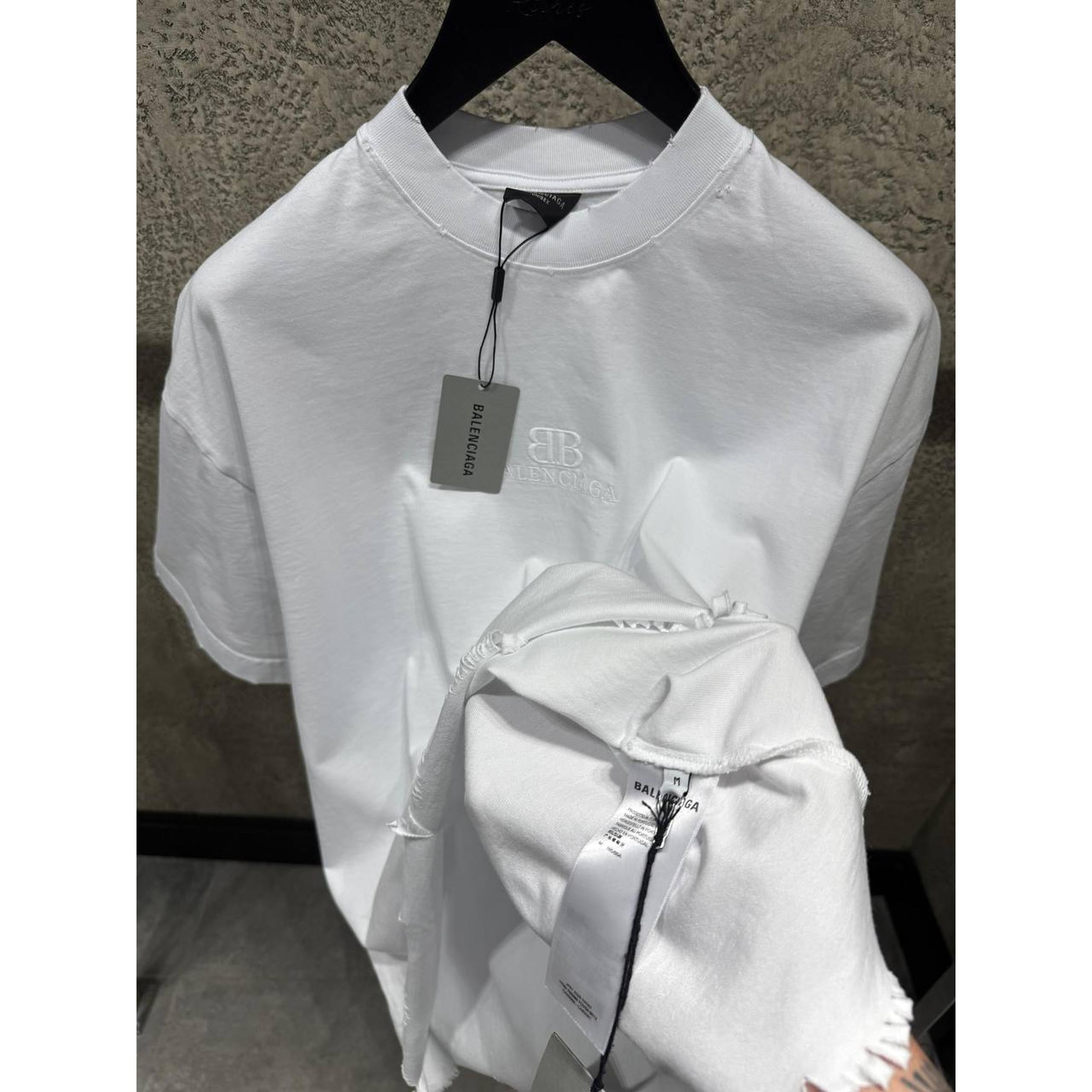 White Cotton Ripped Oversized T-shirt