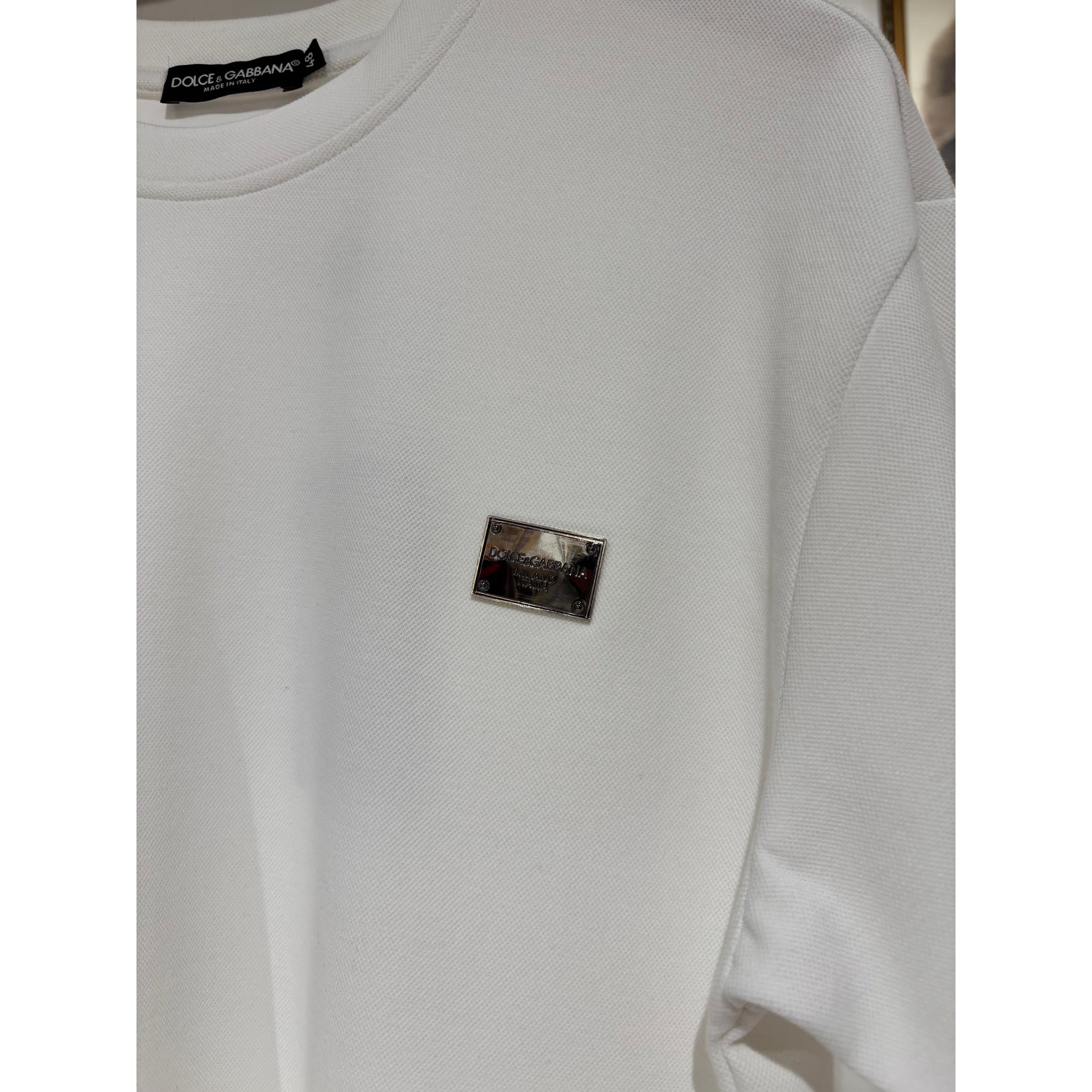 White Cotton T-shirt with Emblem