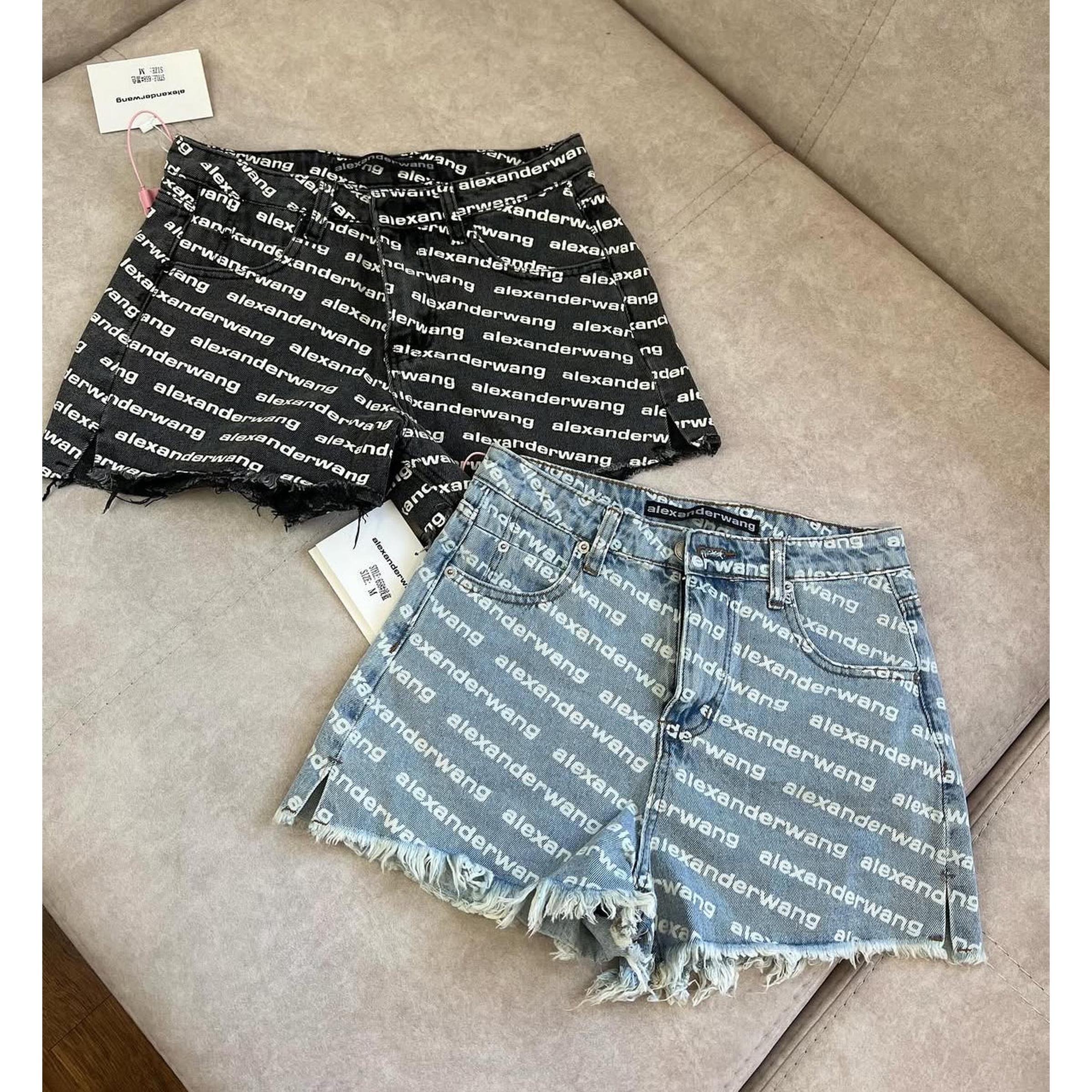 Light Blue Denim Monogram Women Shorts