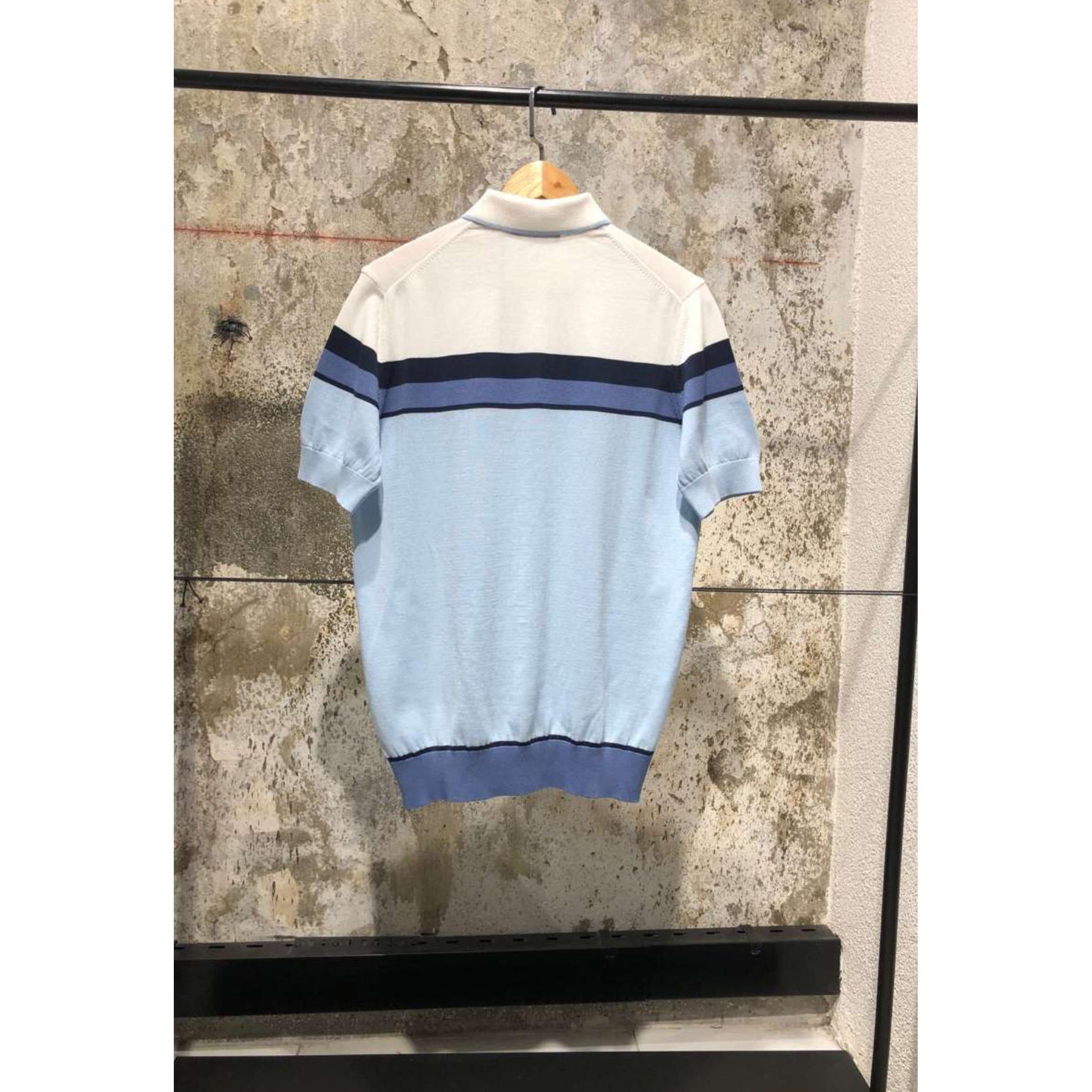 Plava pletena polo majica kratkih rukava