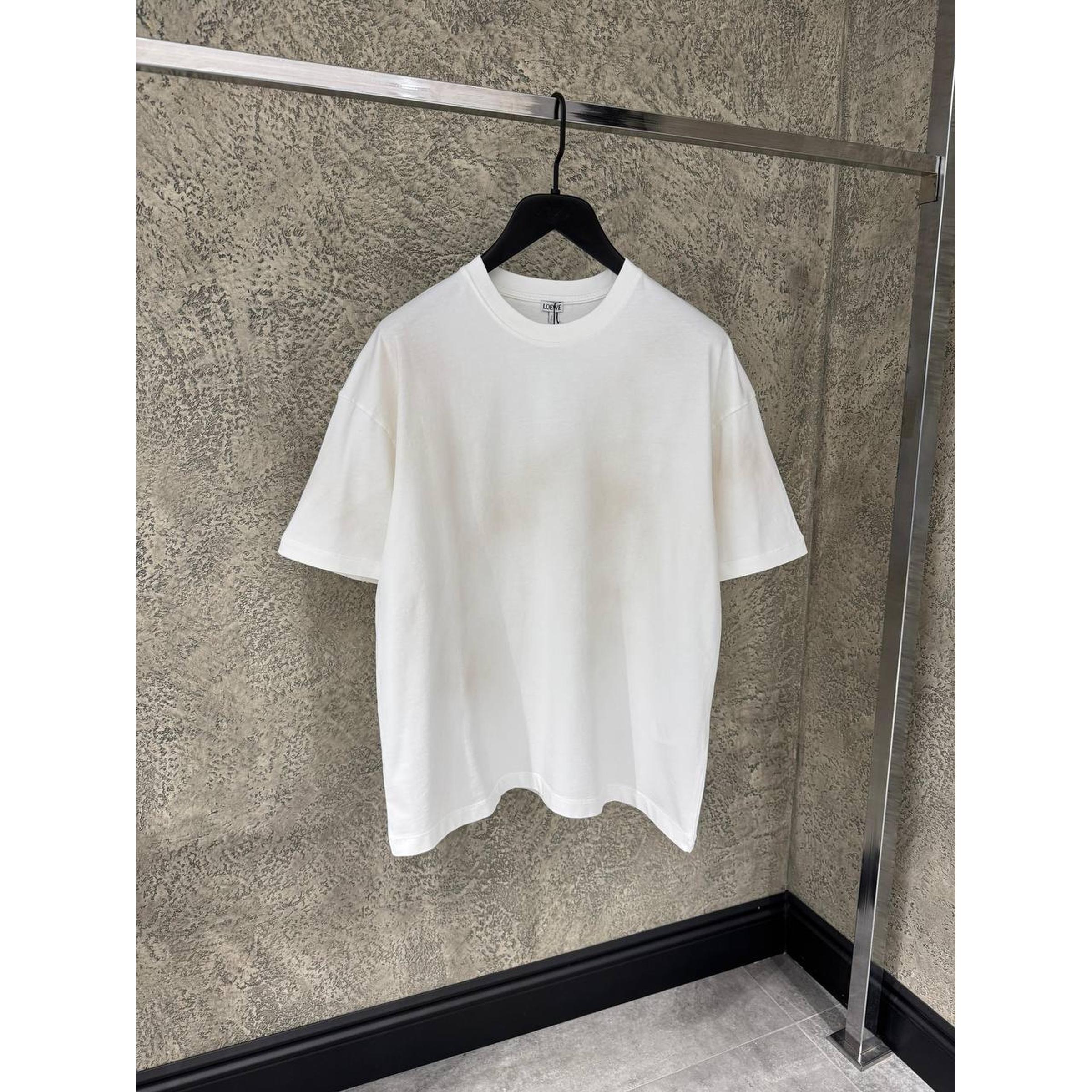 White Cotton Oversized T-shirt with Embroidered Sleeves Logos