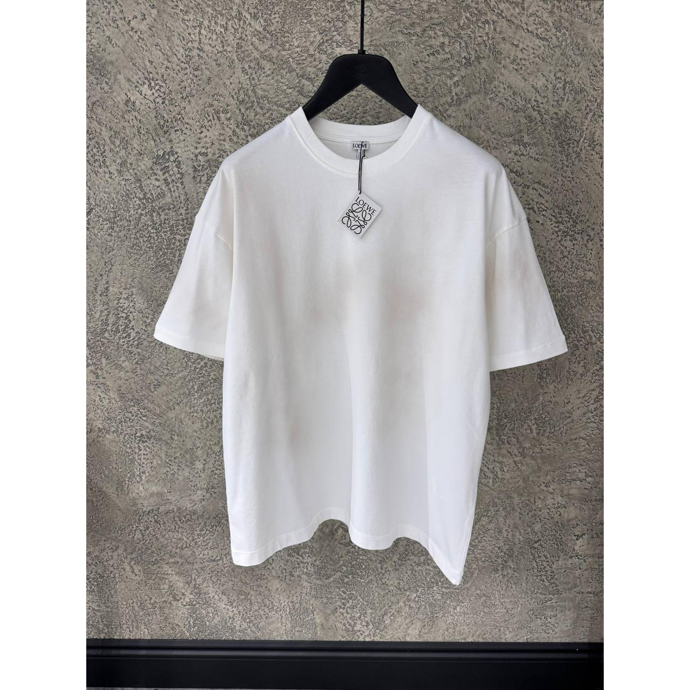 White Cotton Oversized T-shirt with Embroidered Sleeves Logos