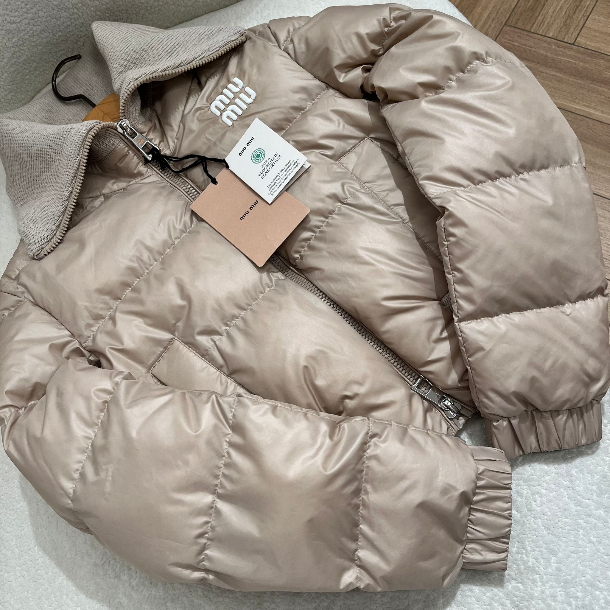 Beige Women Puffer Jacket