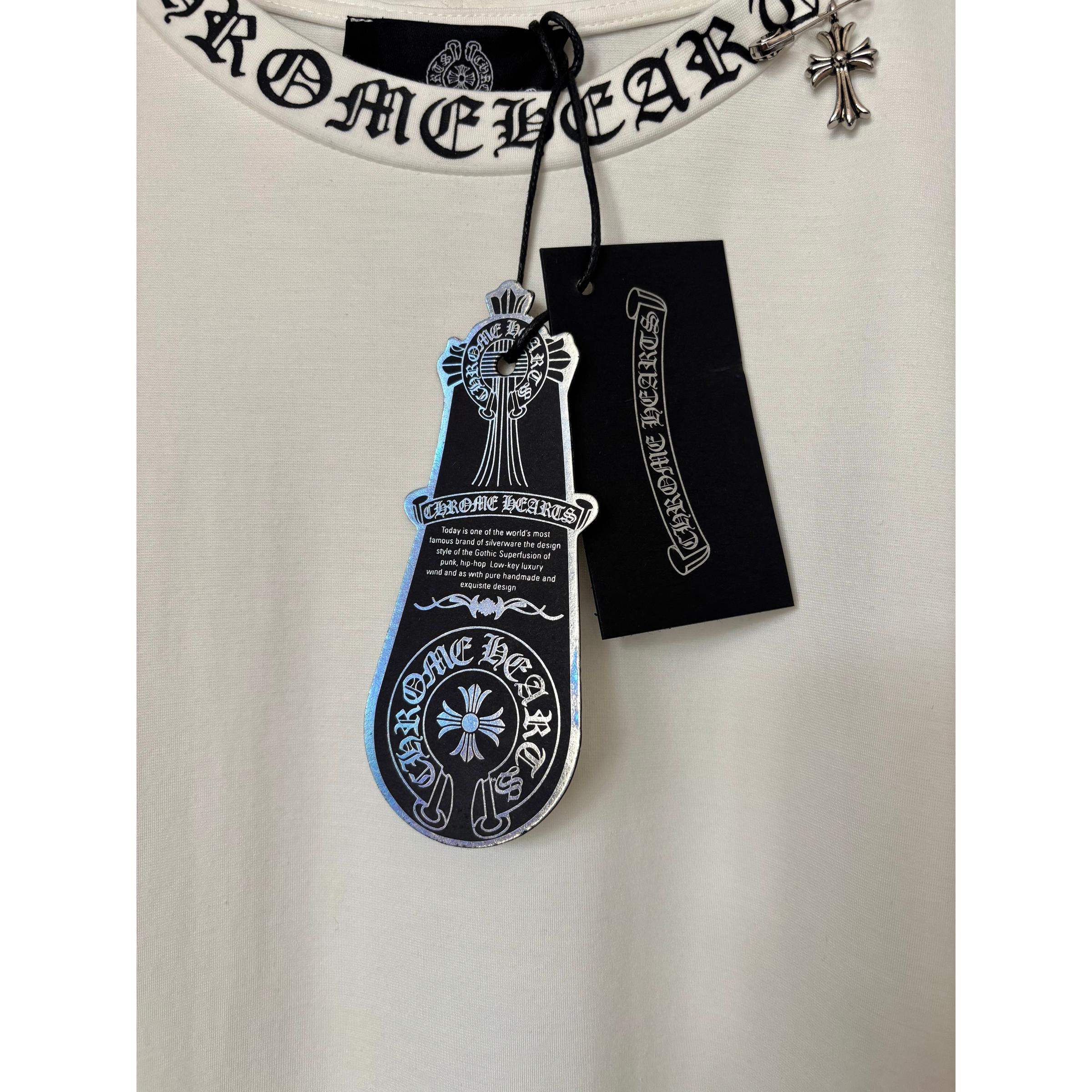 White Cotton Women T-shirt with Embroidered Logos