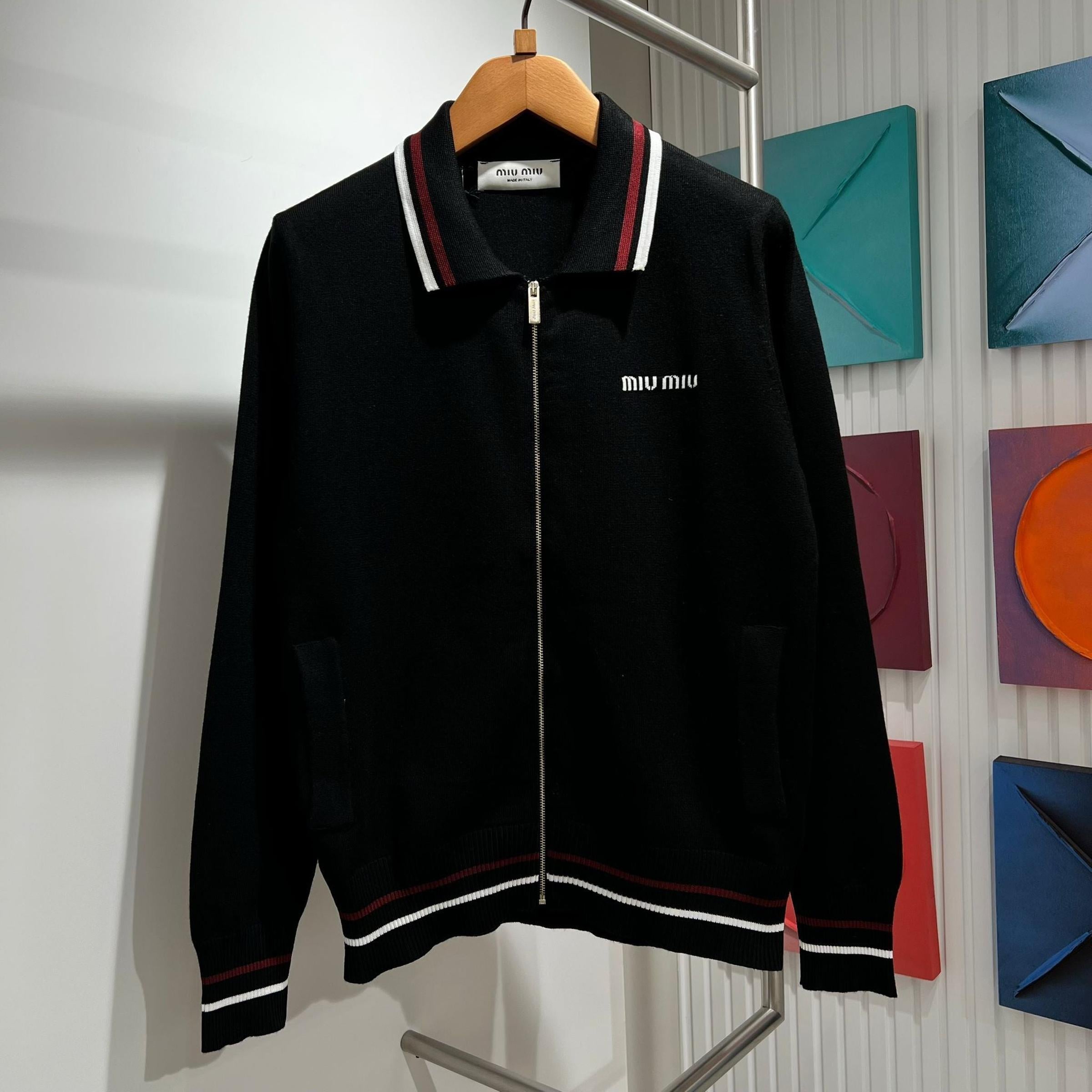 Black Women Knitted Zipper Set in 2 Pieces