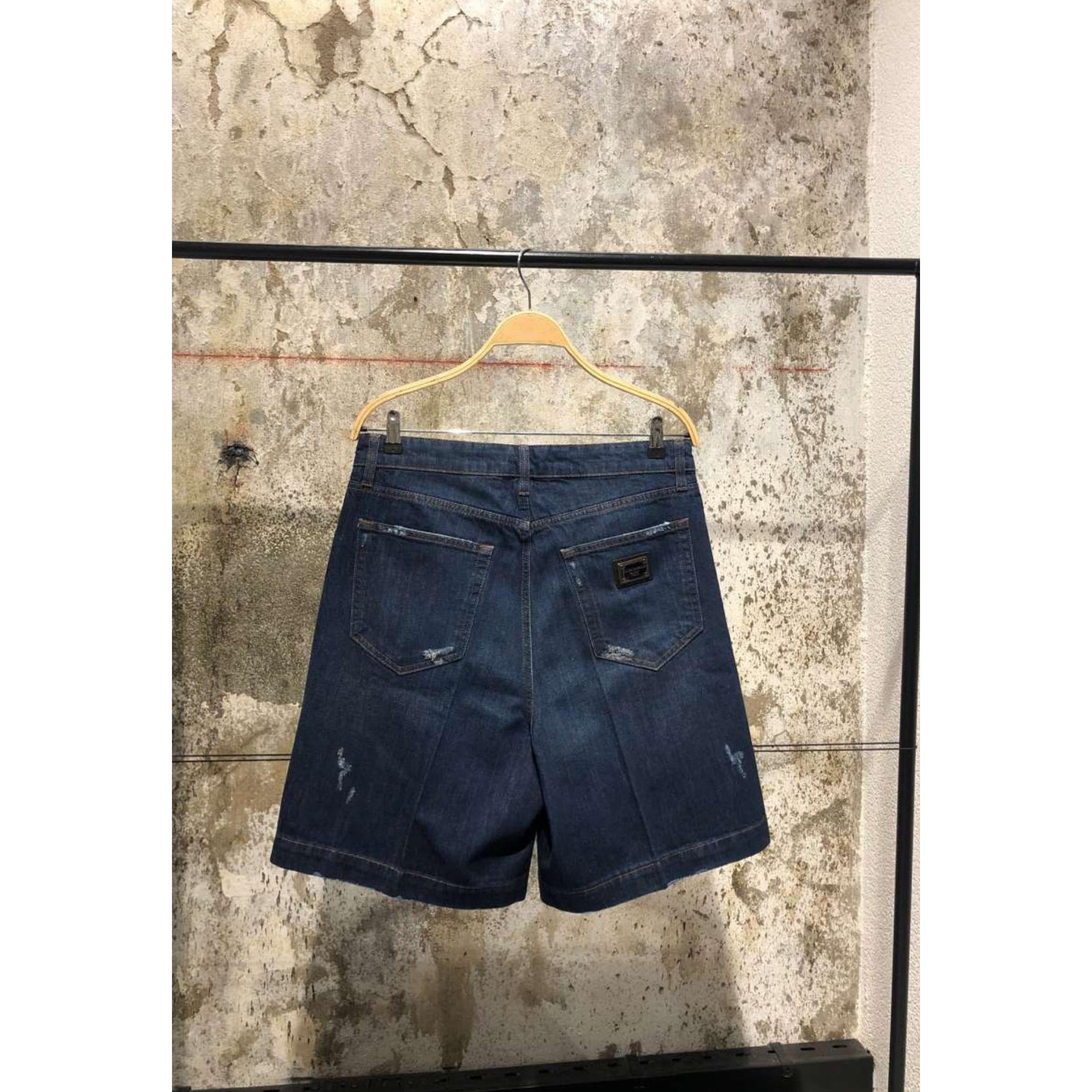 Plave traper kratke hlače s metalnim logotipom