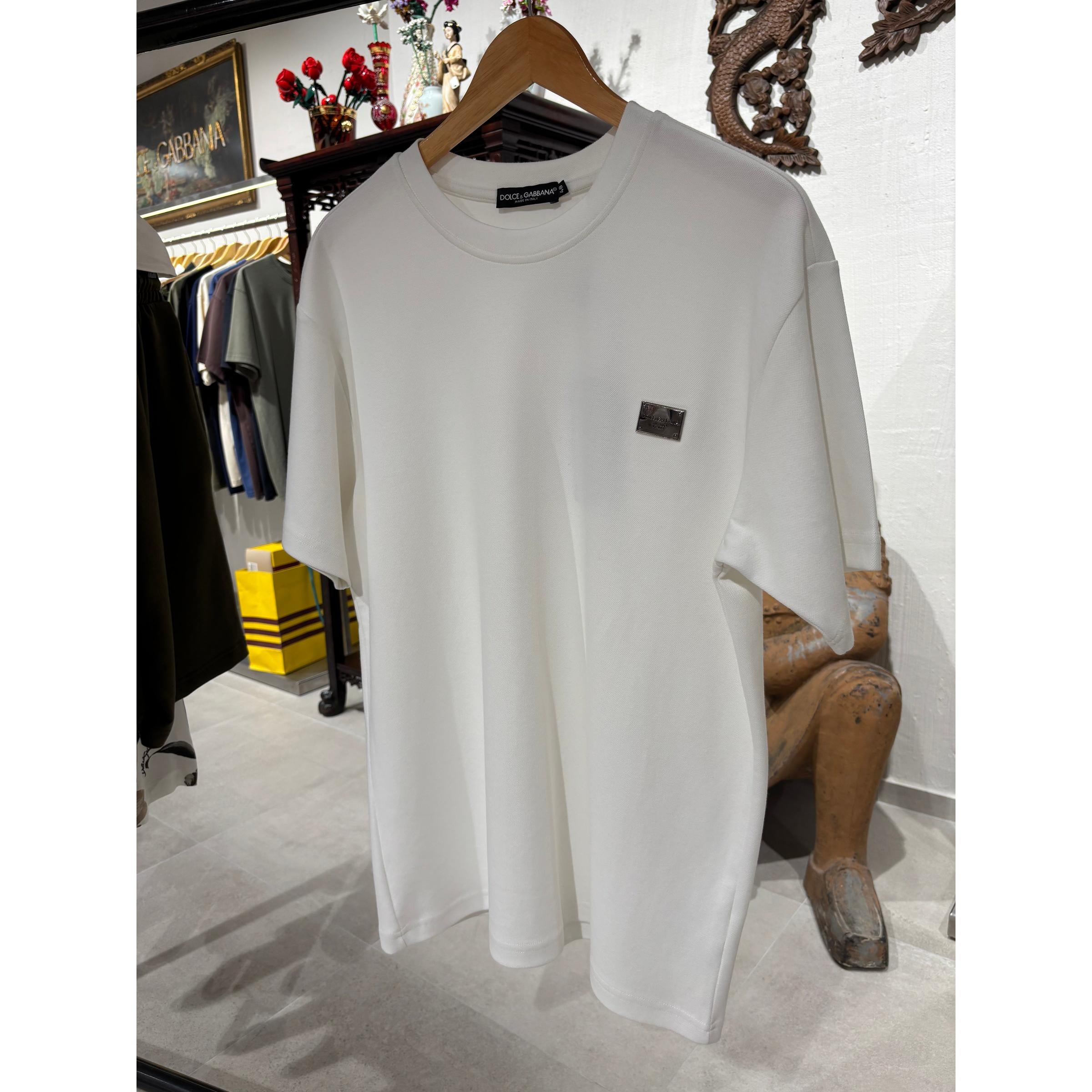 White Cotton T-shirt with Emblem