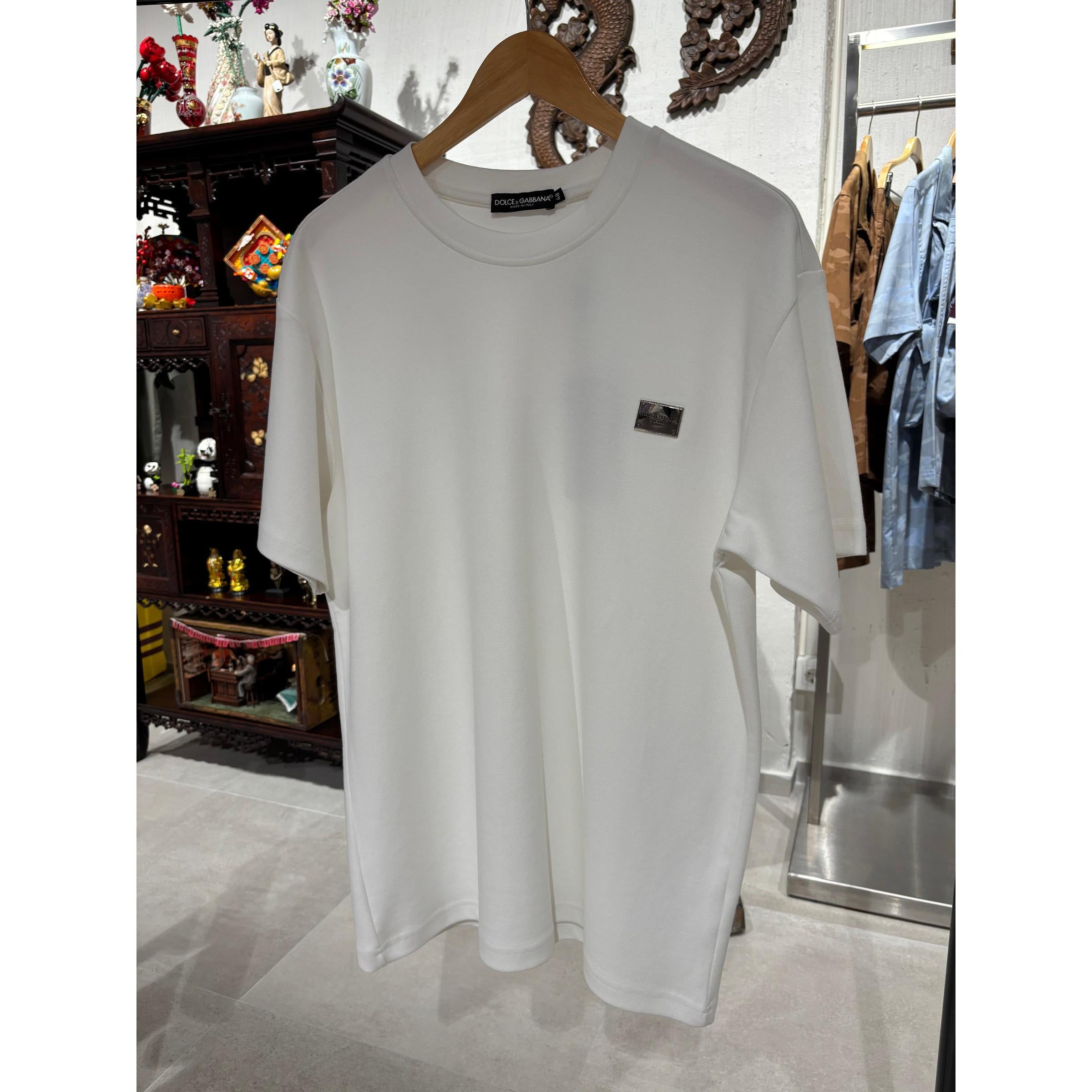 White Cotton T-shirt with Emblem