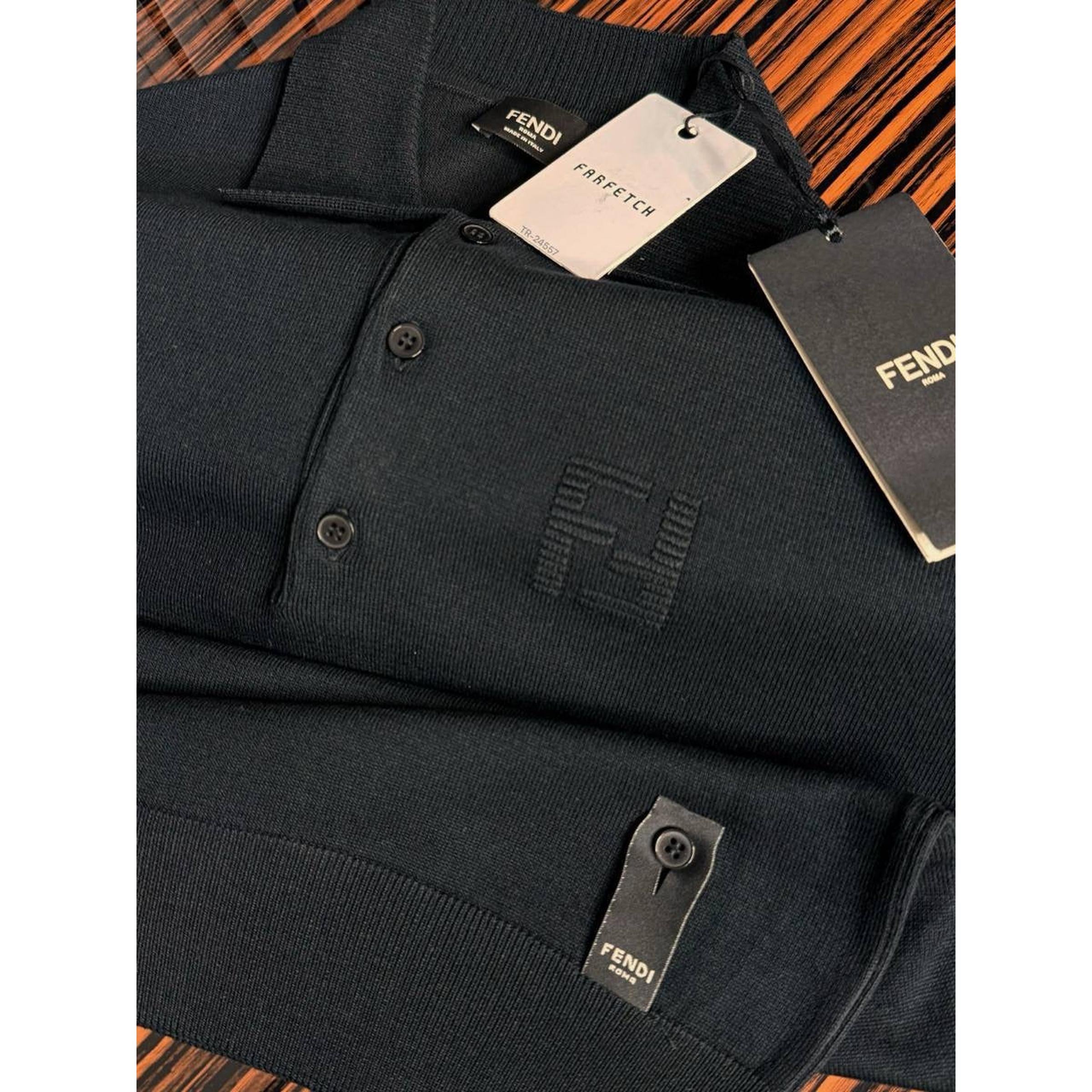 Black & White Knitted Polo T-Shirt