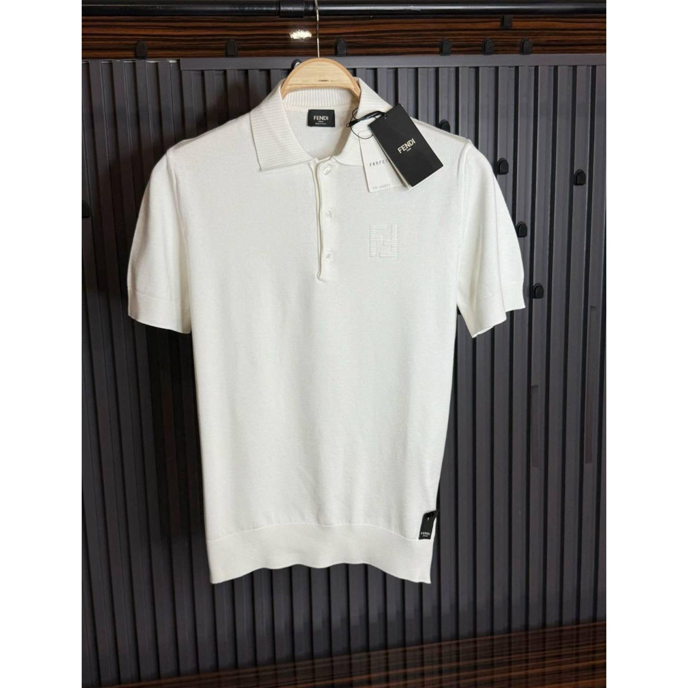 Black & White Knitted Polo T-Shirt