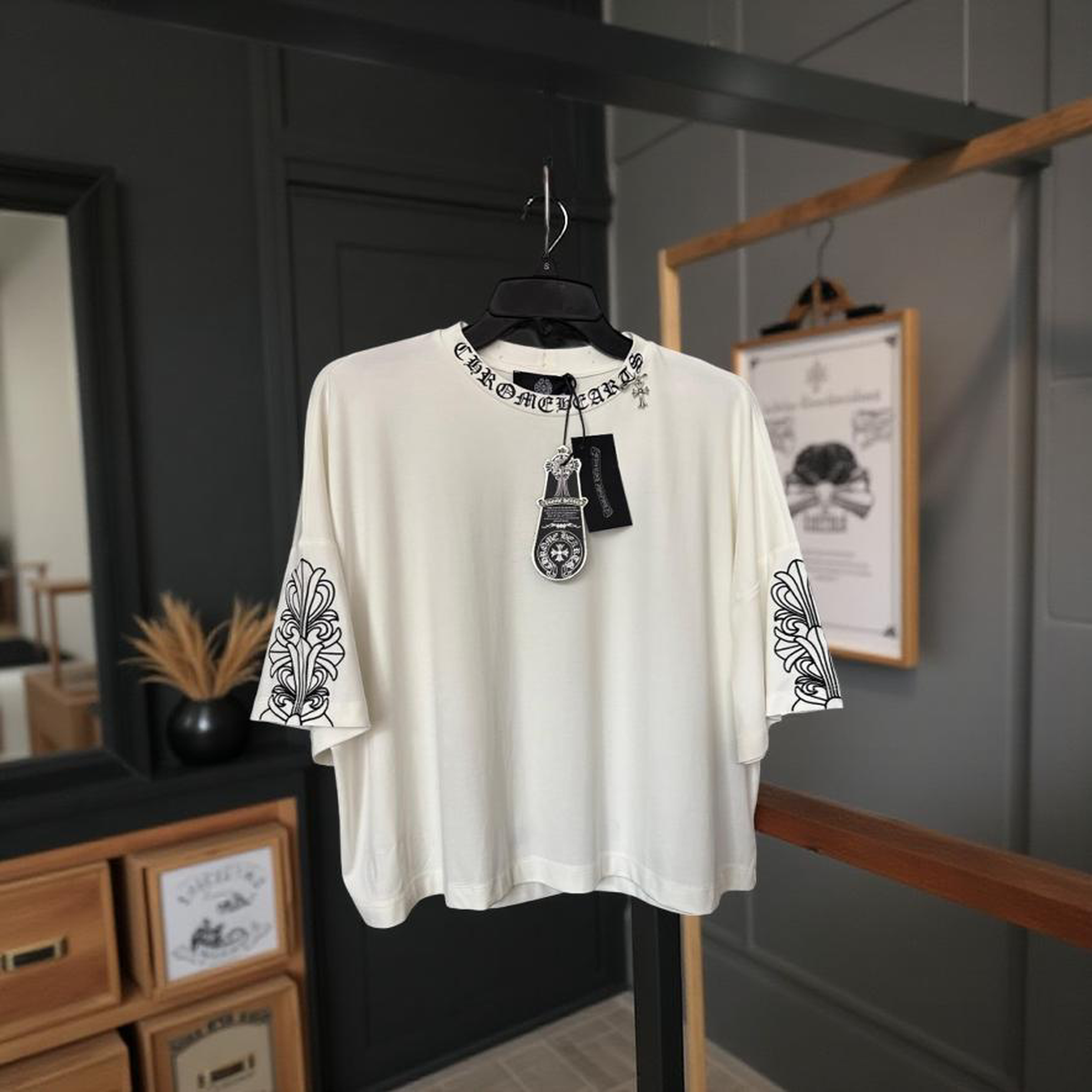 White Cotton Women T-shirt with Embroidered Logos