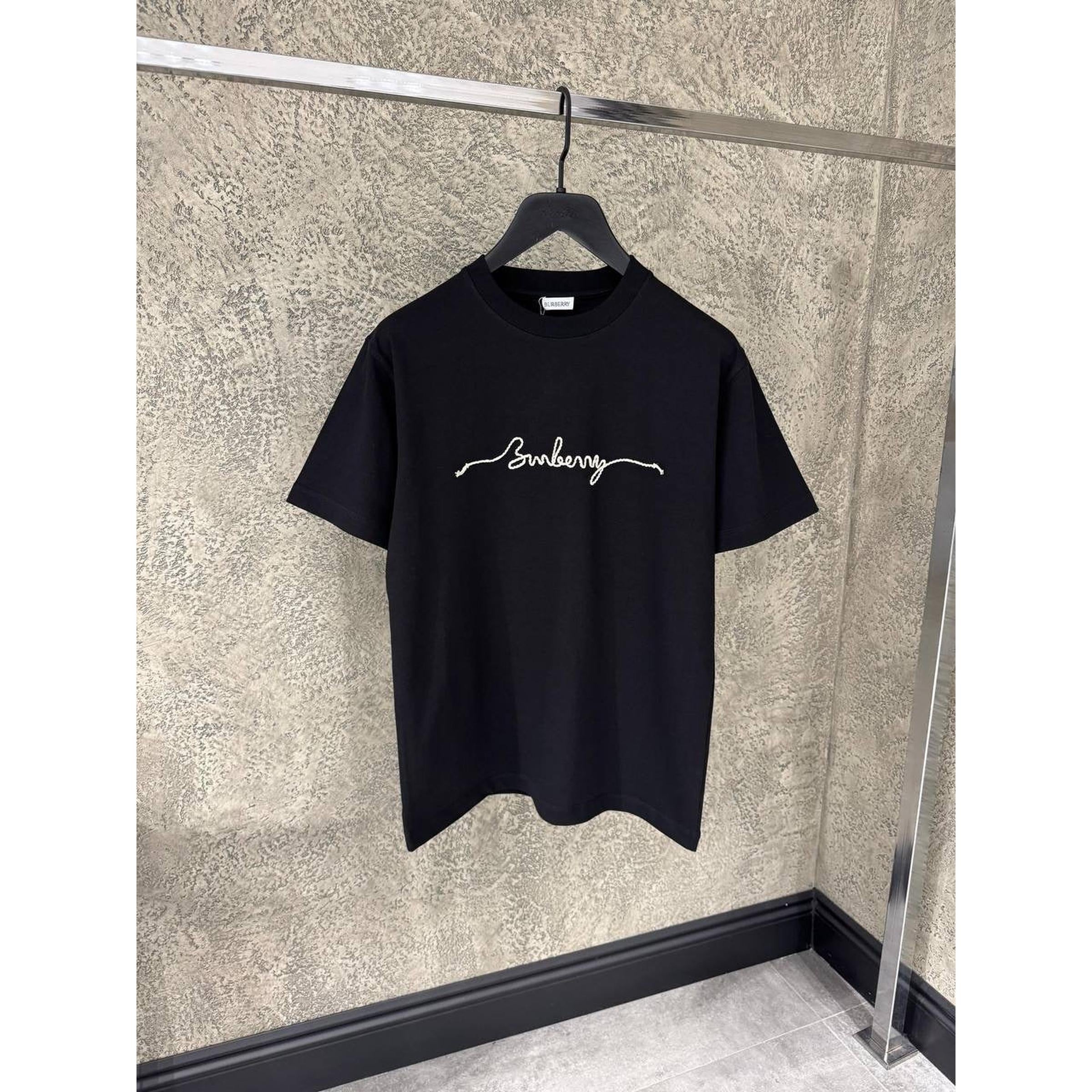 Black Oversized T-Shirt with Embroidered Logo