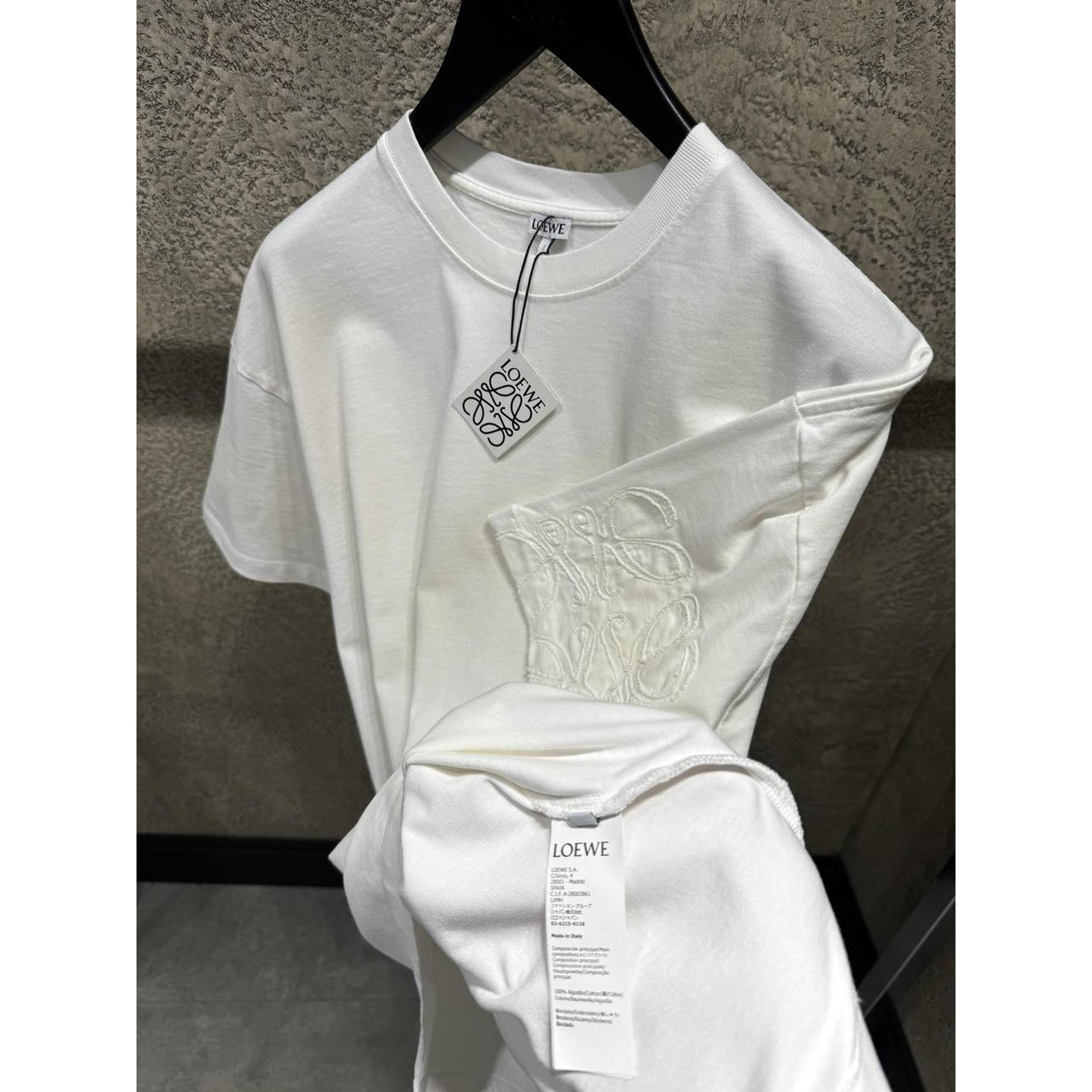 White Cotton Oversized T-shirt with Embroidered Sleeves Logos