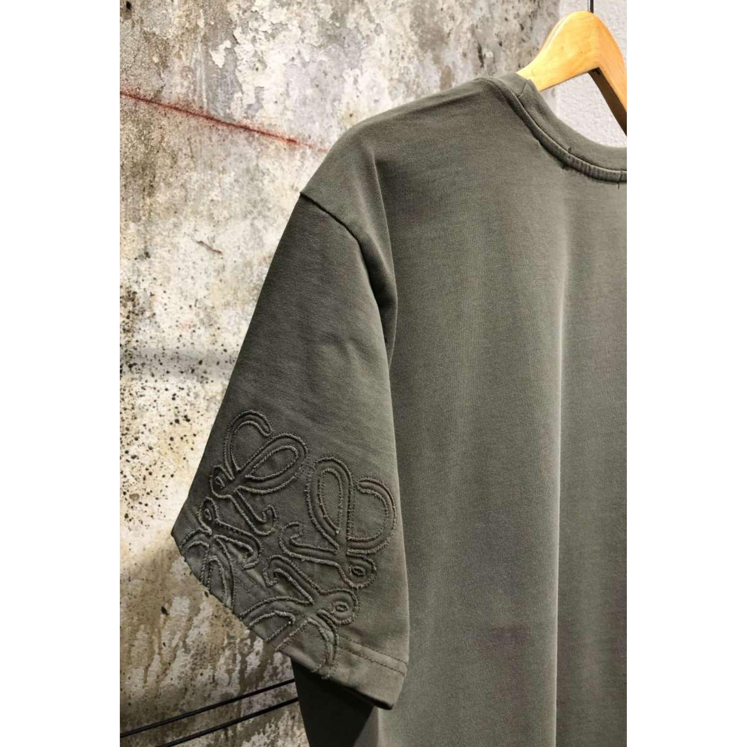 Green Cotton T-shirt with Sleeves Logos