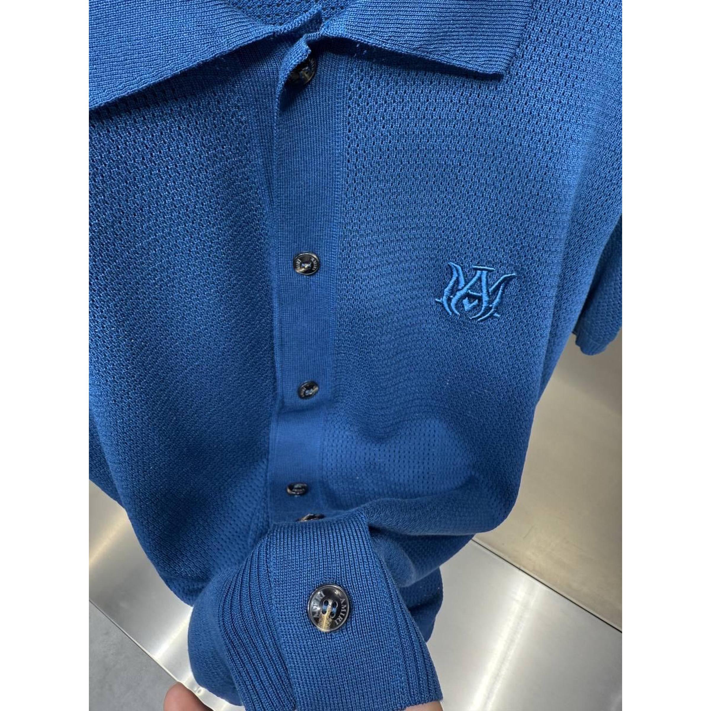 Tamnoplava pletena polo majica