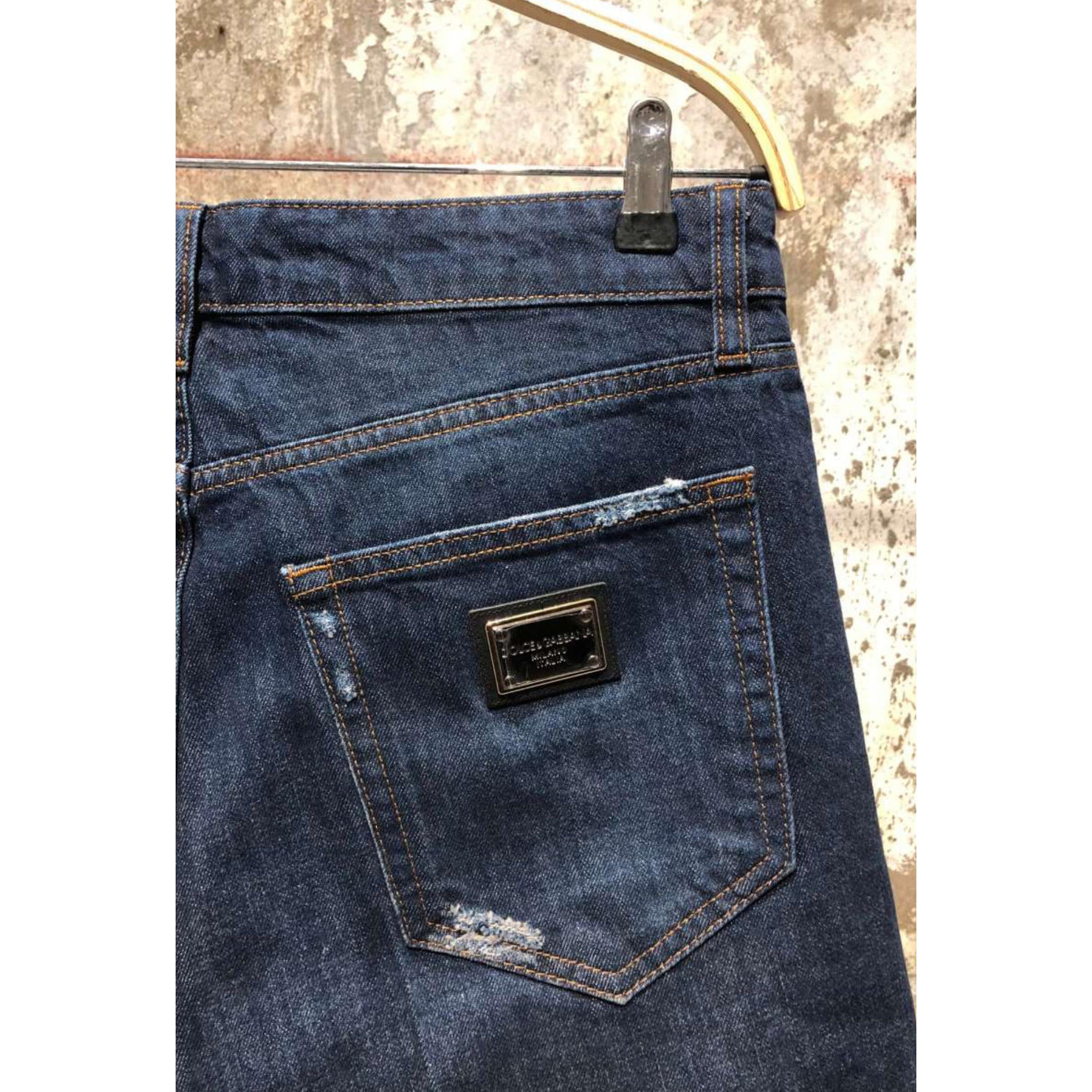 Plave traper kratke hlače s metalnim logotipom