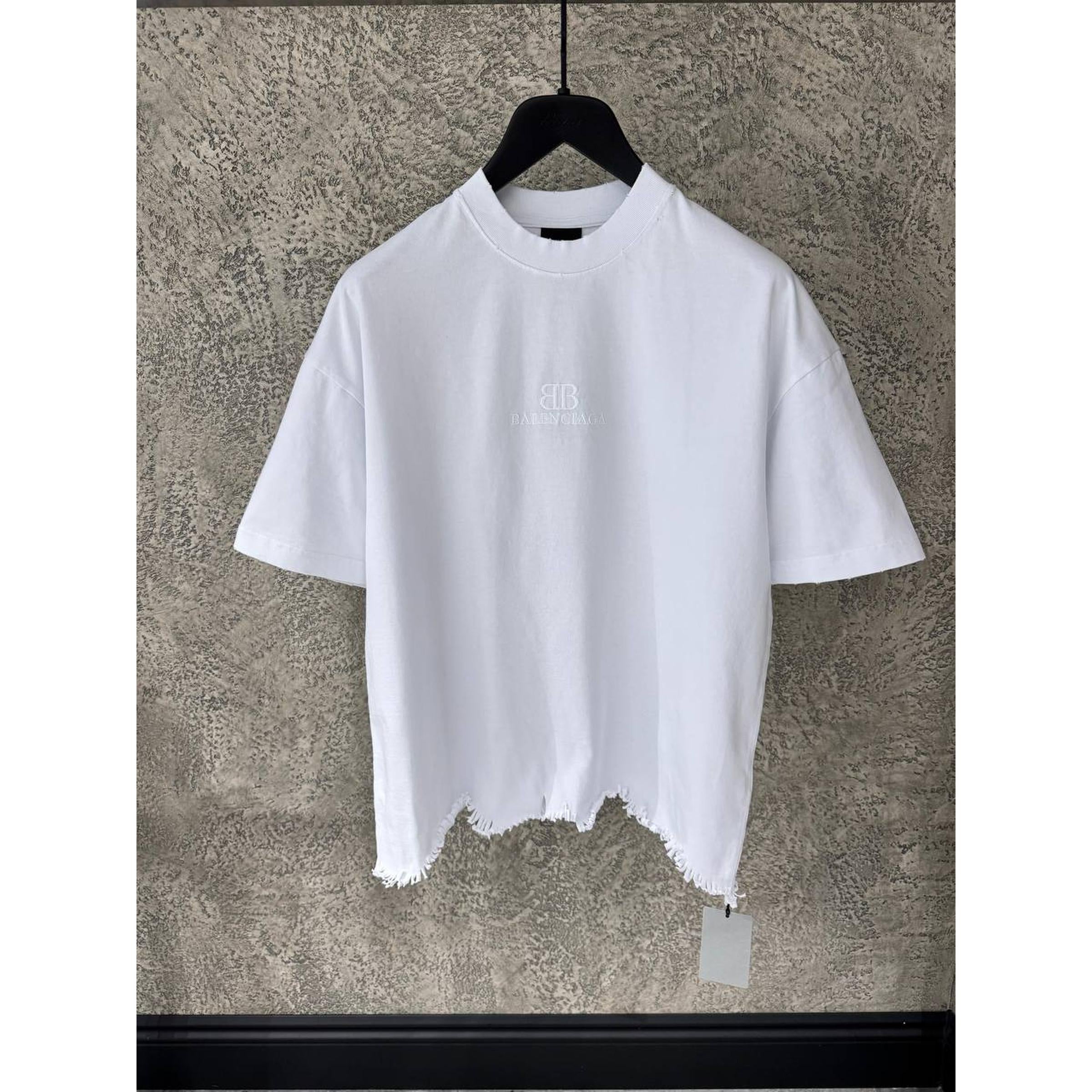 White Cotton Ripped Oversized T-shirt