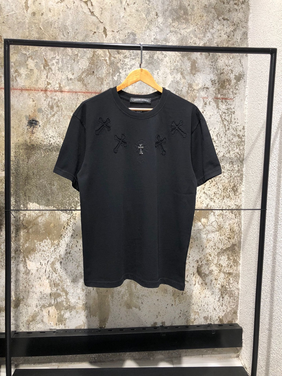 Black & White Oversized T-shirt with Metal Cross