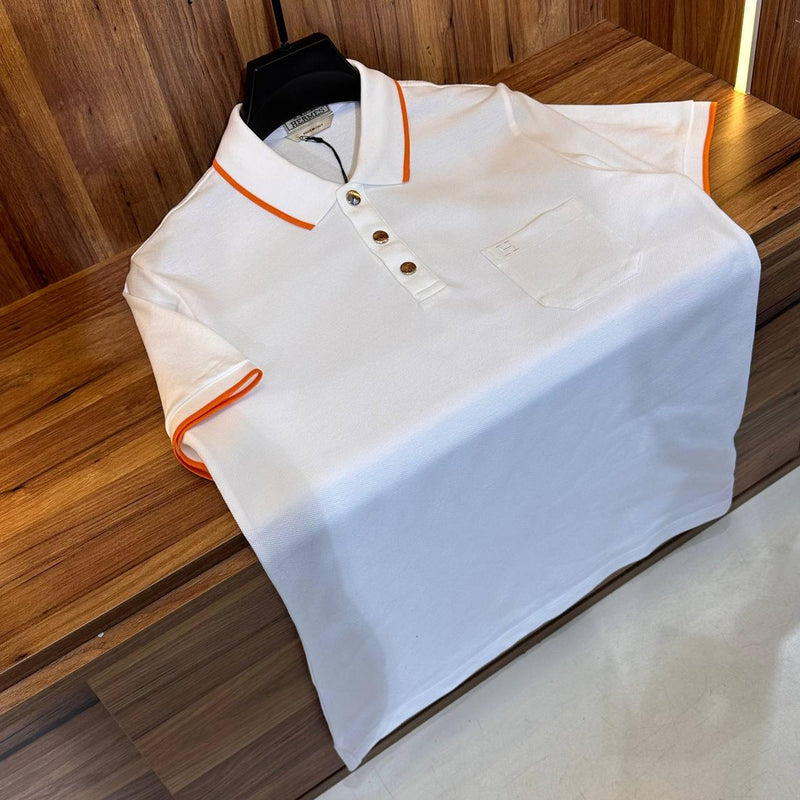 White Cotton Polo T-shirt
