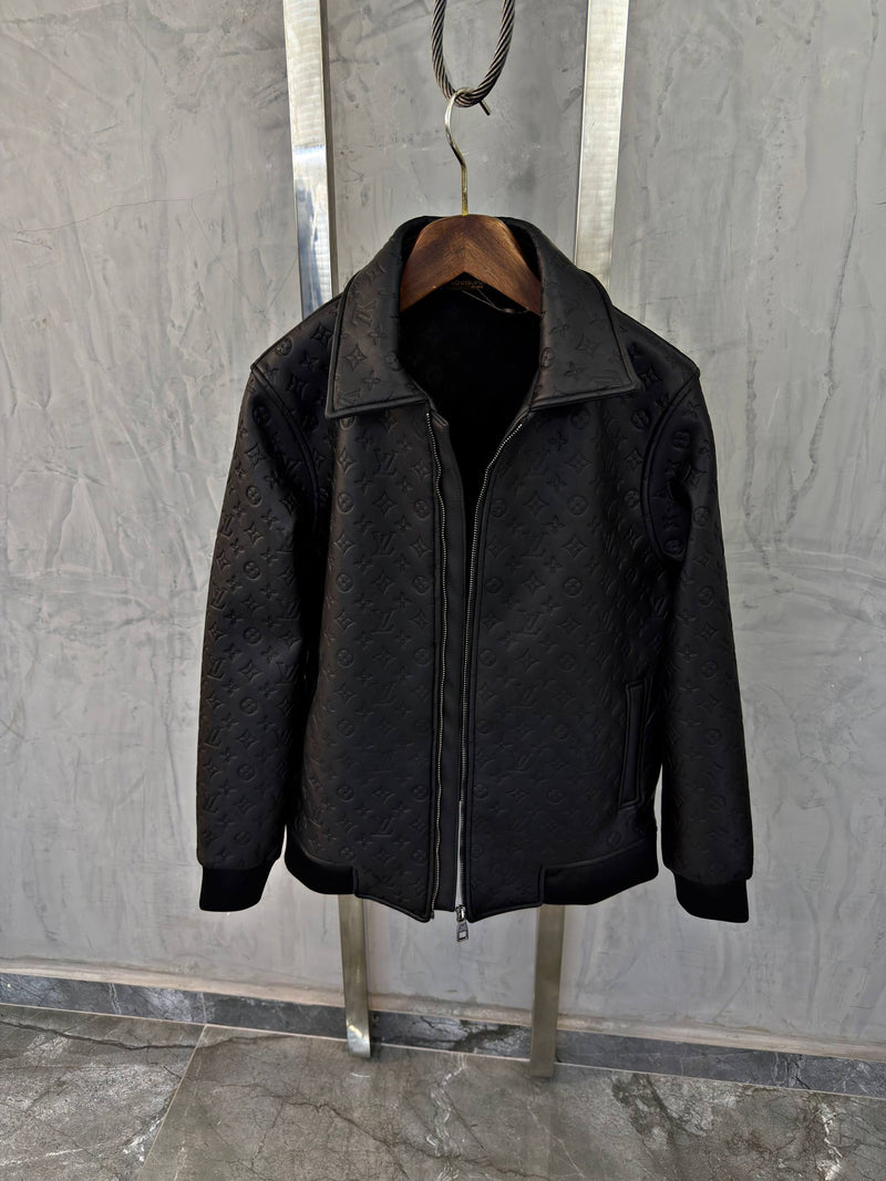 Black Leather Monogram Jacket
