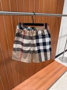 Beige Striped Swimwear