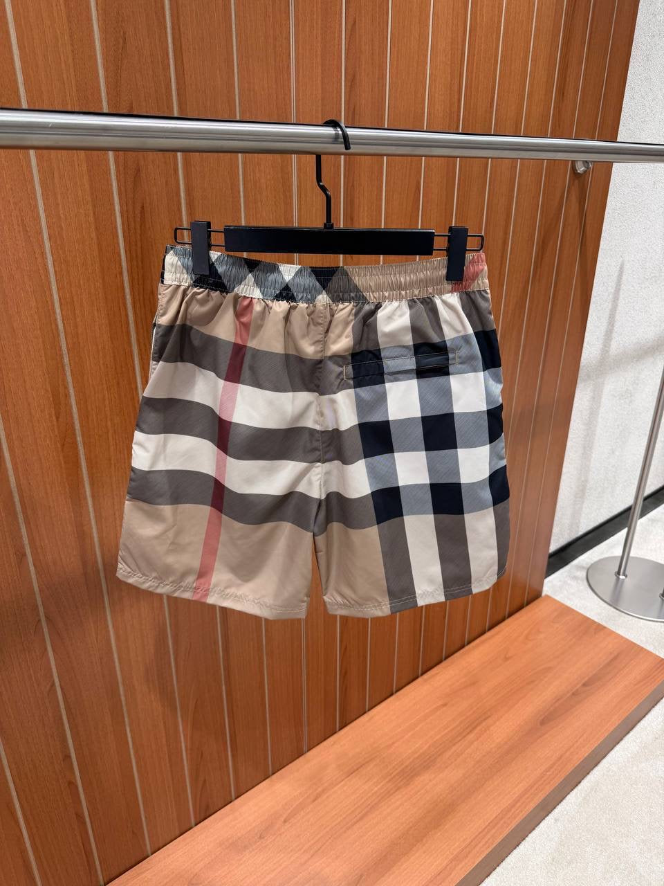 Beige Striped Swimwear