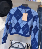 Blue Knitted Women Cardigan