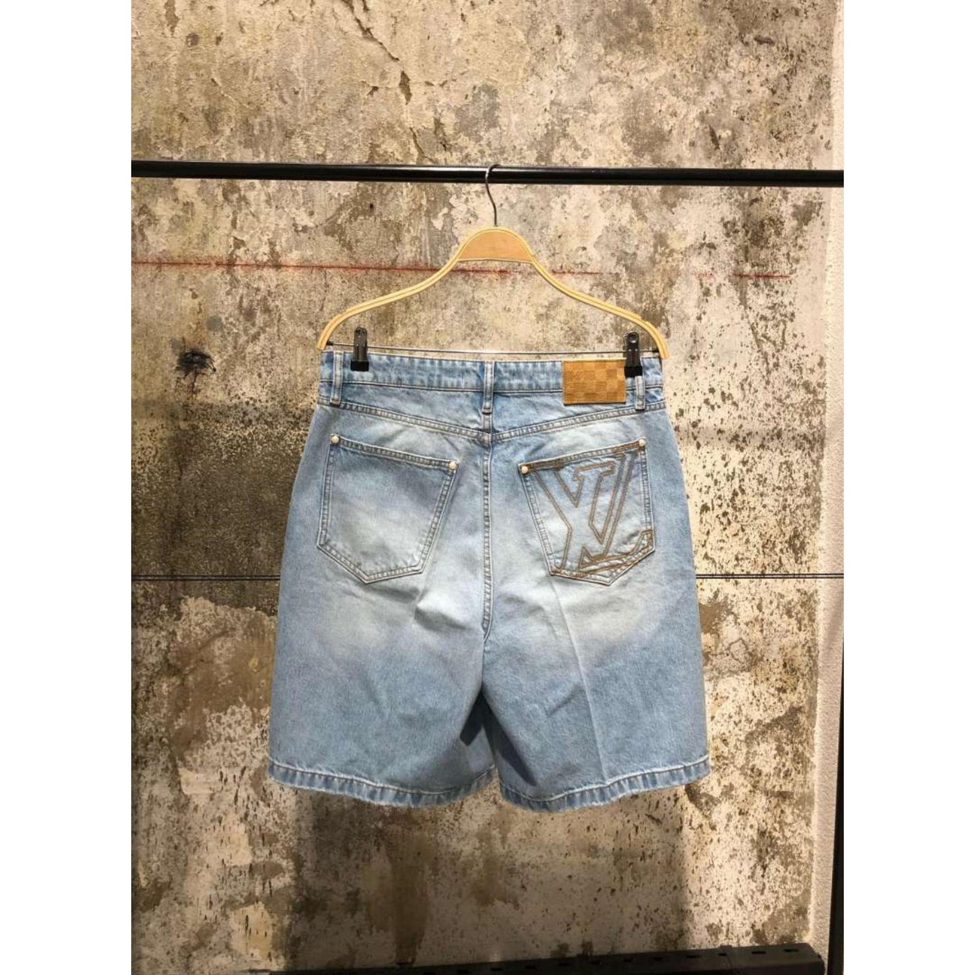 Light Blue Denim Shorts with Logo