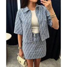 Blue Women Denim Monogram Set