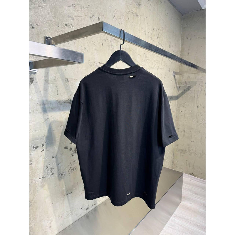 Černé roztrhané oversized tričko