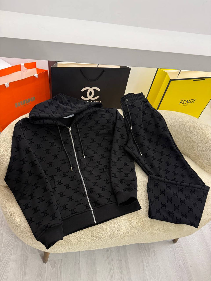 Black Women Cotton Monogram Tracksuit